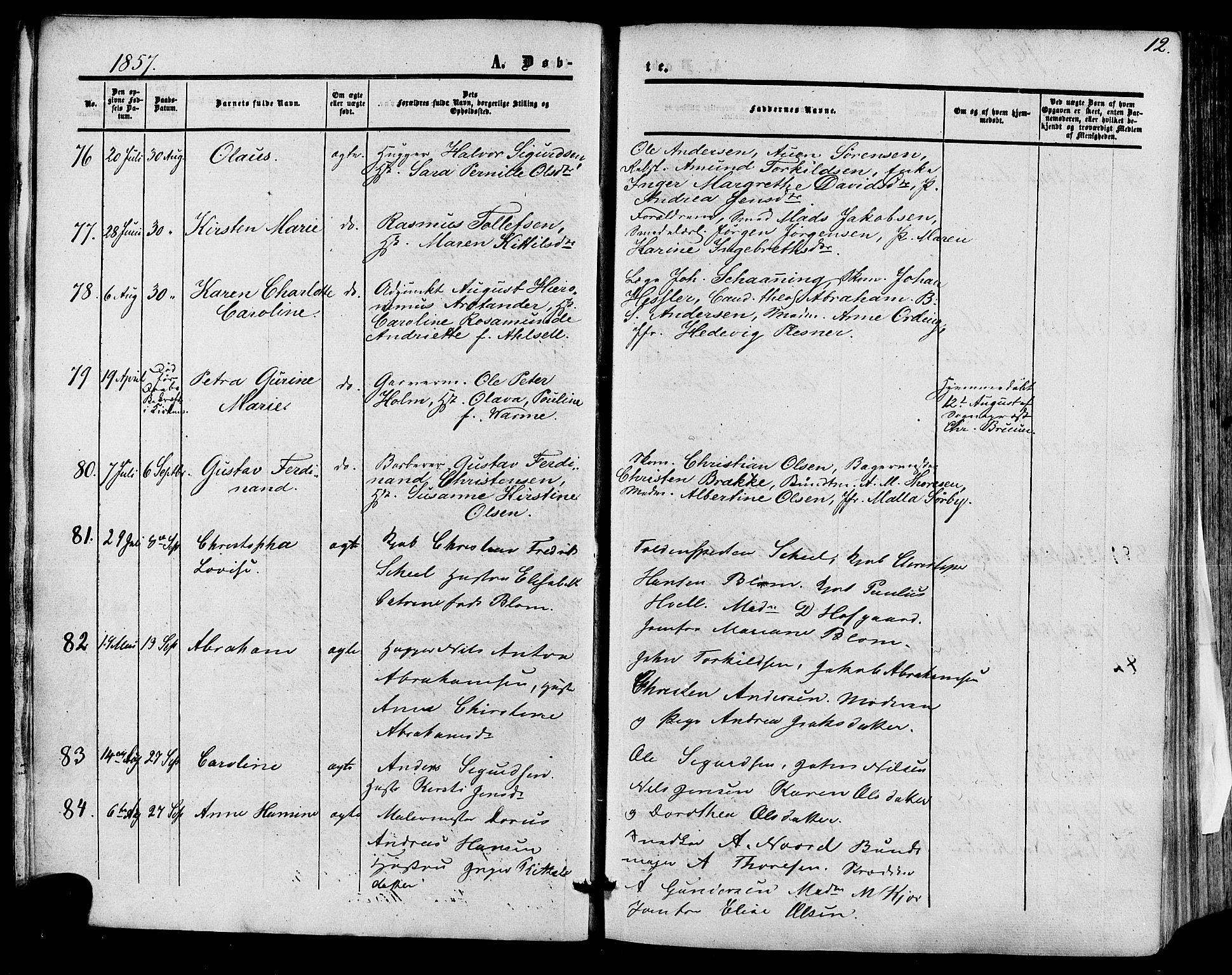 Skien kirkebøker, AV/SAKO-A-302/F/Fa/L0007: Ministerialbok nr. 7, 1856-1865, s. 12