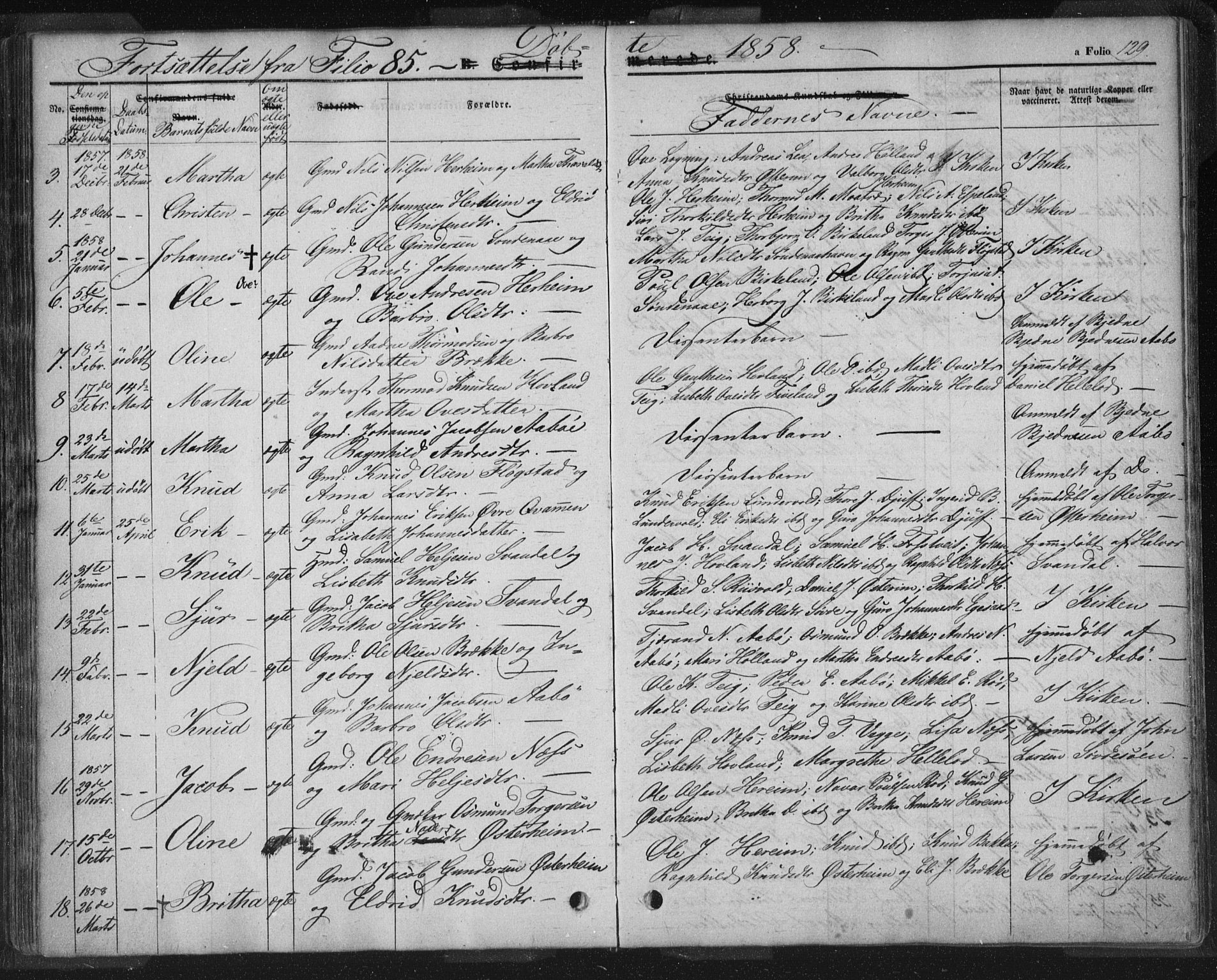 Sand sokneprestkontor, AV/SAST-A-101848/01/III/L0002: Ministerialbok nr. A 2, 1838-1859, s. 129