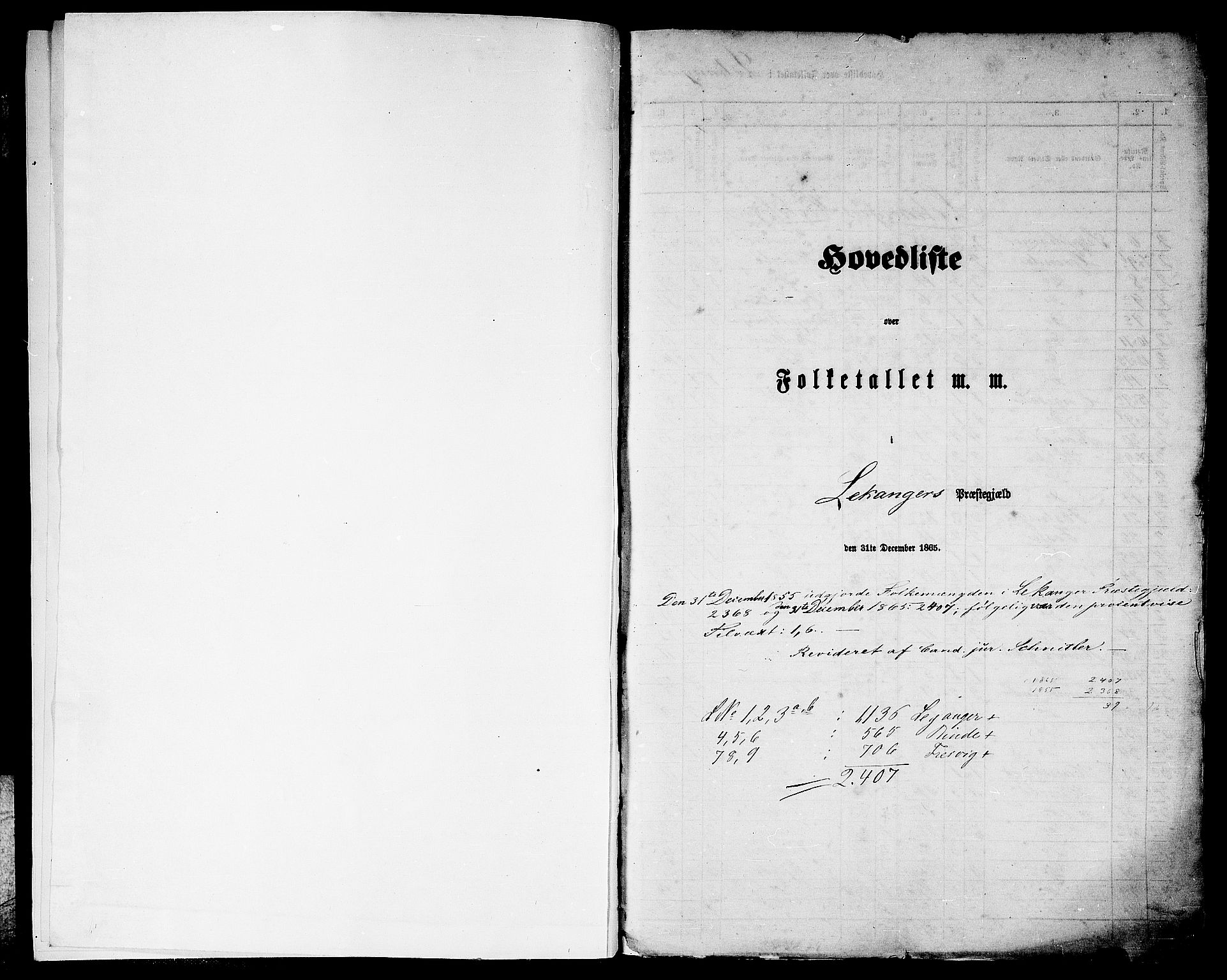 RA, Folketelling 1865 for 1419P Leikanger prestegjeld, 1865, s. 5