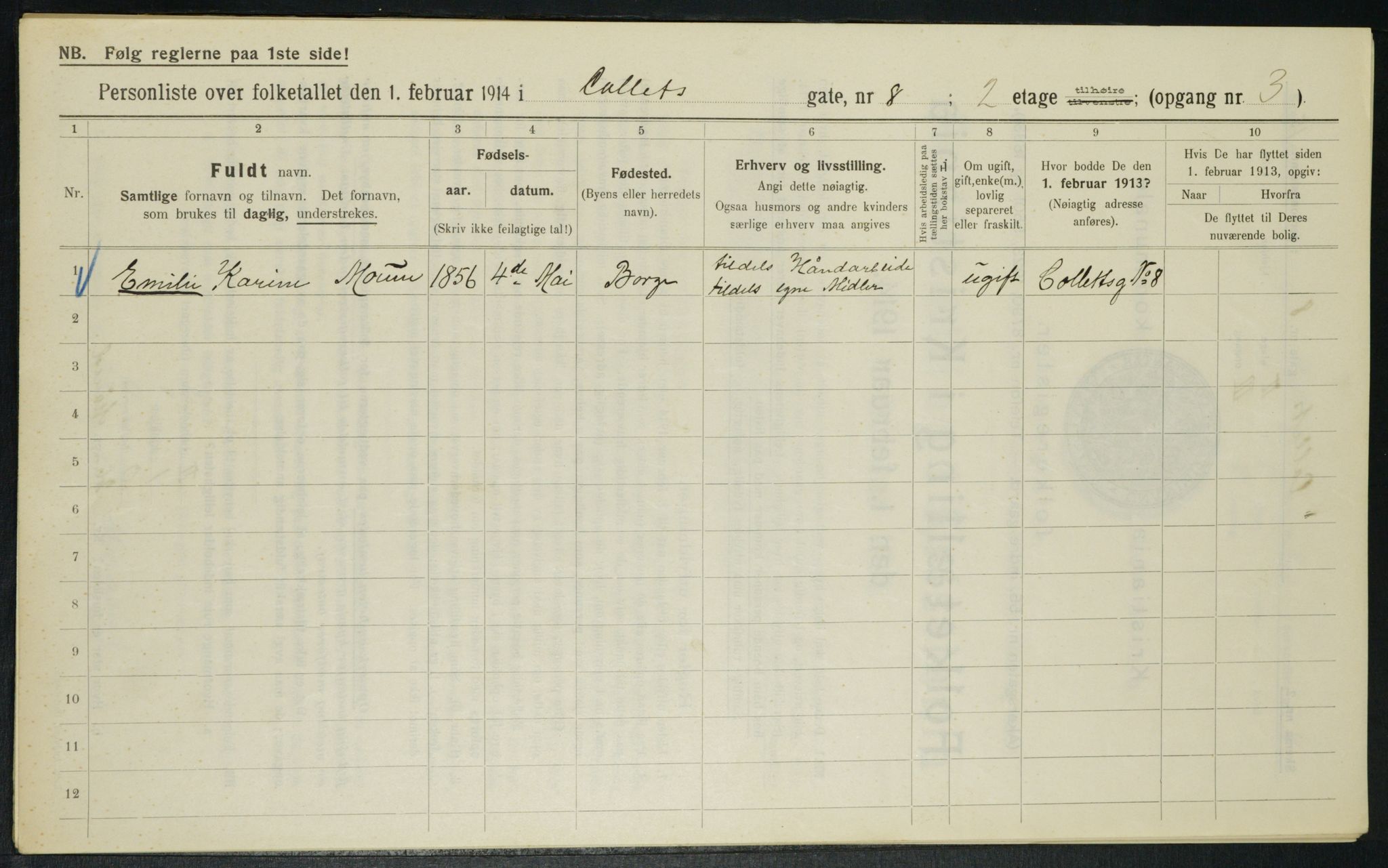 OBA, Kommunal folketelling 1.2.1914 for Kristiania, 1914, s. 13215