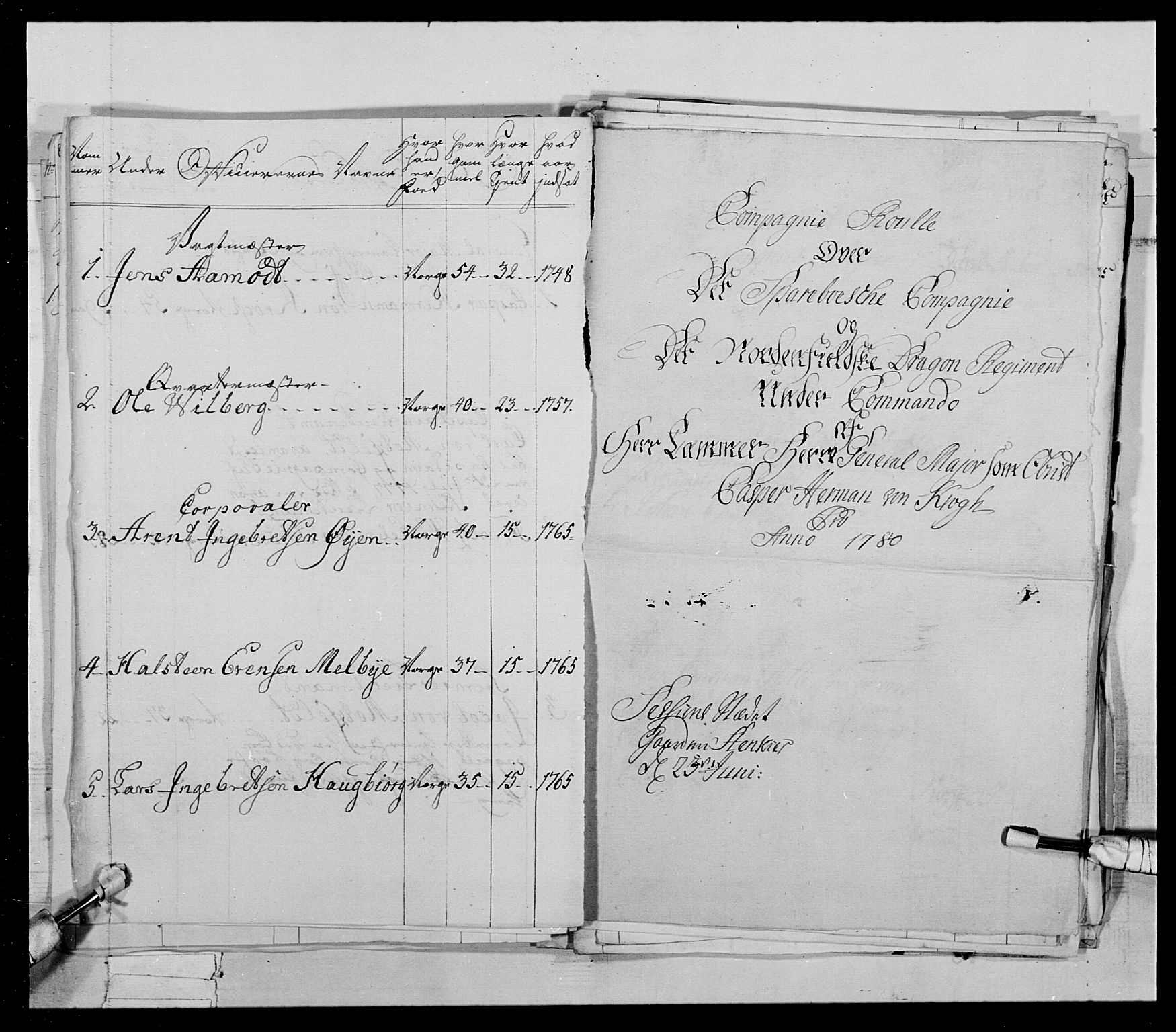 Generalitets- og kommissariatskollegiet, Det kongelige norske kommissariatskollegium, AV/RA-EA-5420/E/Eh/L0020: Nordafjelske dragonregiment, 1773-1780, s. 532