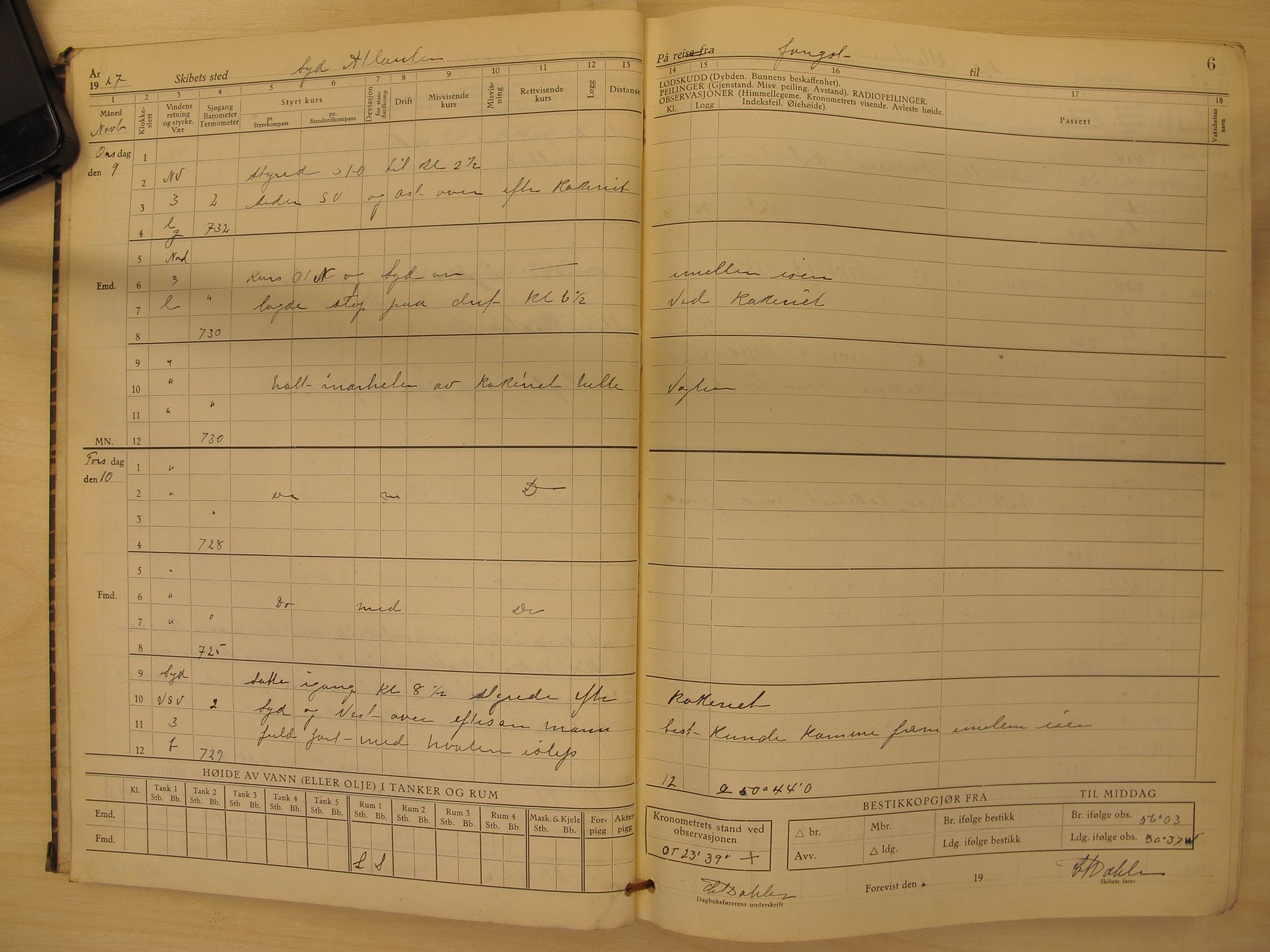 Skipsjournaler. Hvalfangstmuseet, VEMU/ARS-A-1030/F/L0120: Scott, D/S, hvalfanger, Sandefjord, 1927-1928