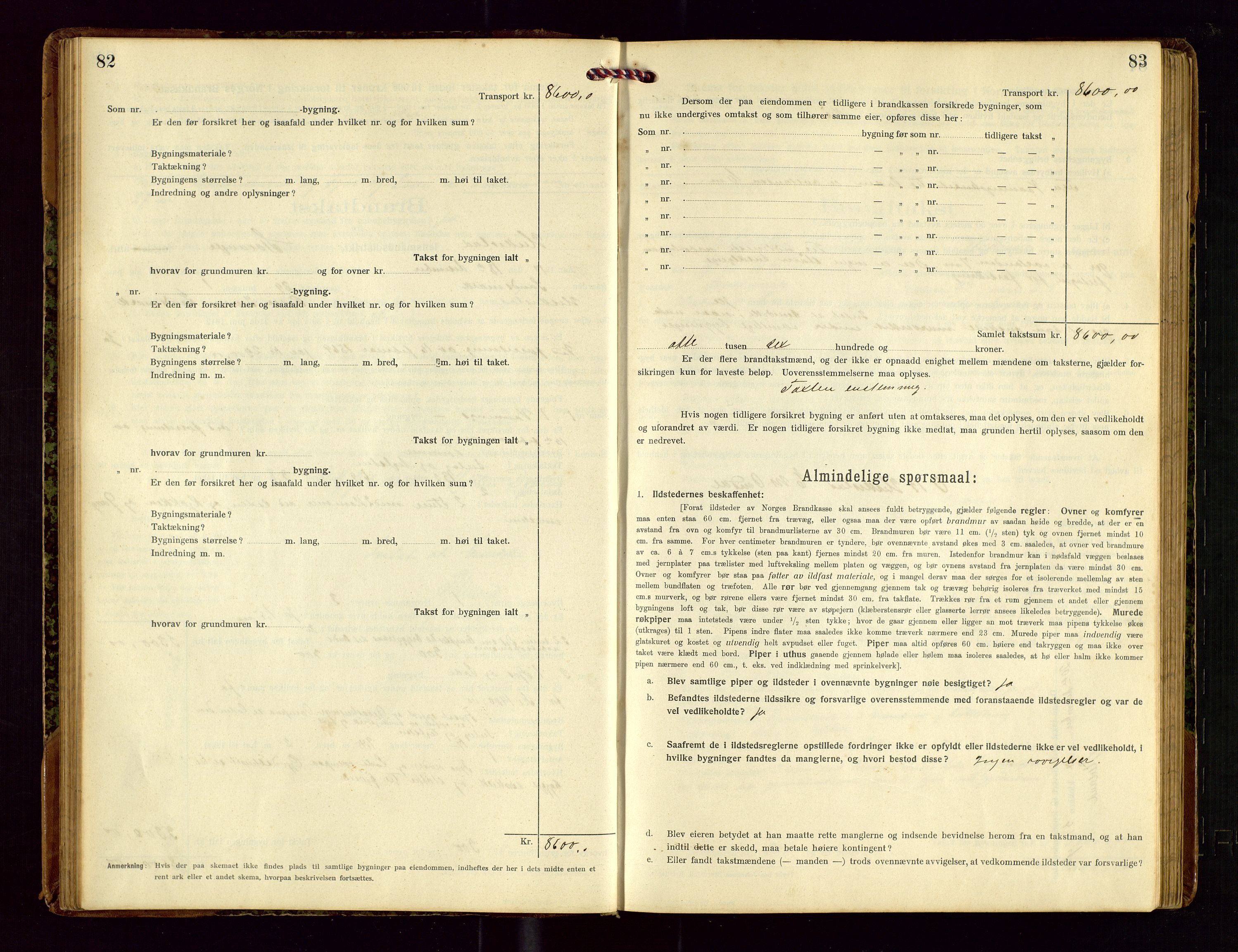 Heskestad lensmannskontor, AV/SAST-A-100304/Gob/L0002: "Brandtakstprotokol", 1915-1922, s. 82-83