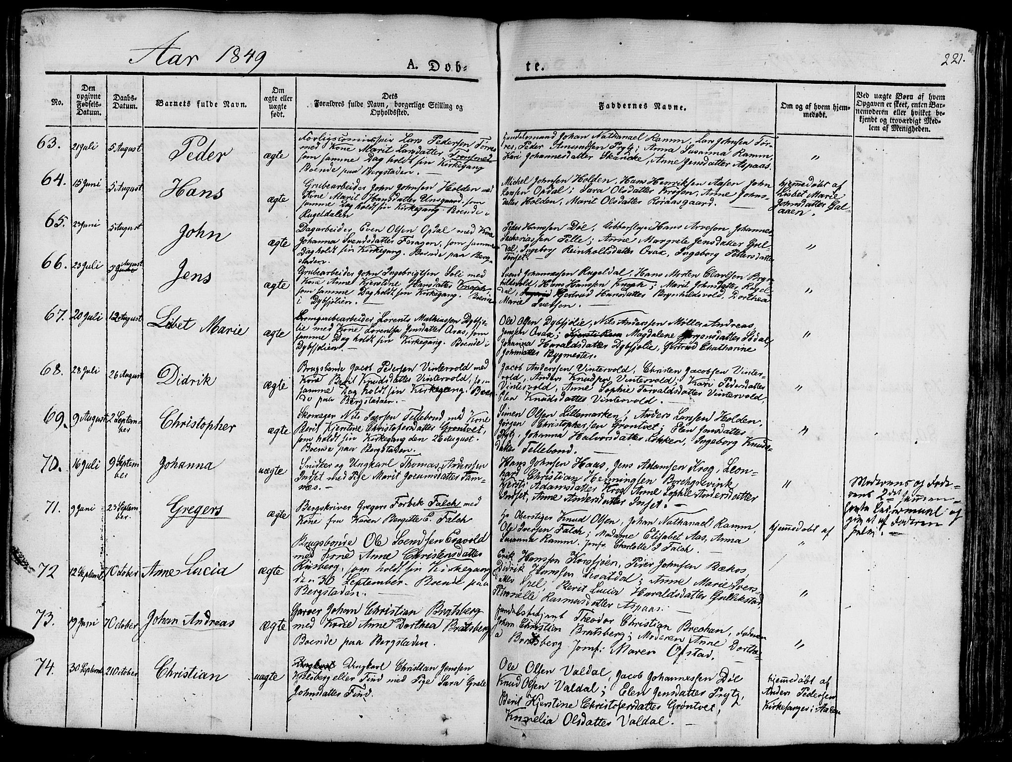 Ministerialprotokoller, klokkerbøker og fødselsregistre - Sør-Trøndelag, SAT/A-1456/681/L0938: Klokkerbok nr. 681C02, 1829-1879, s. 221