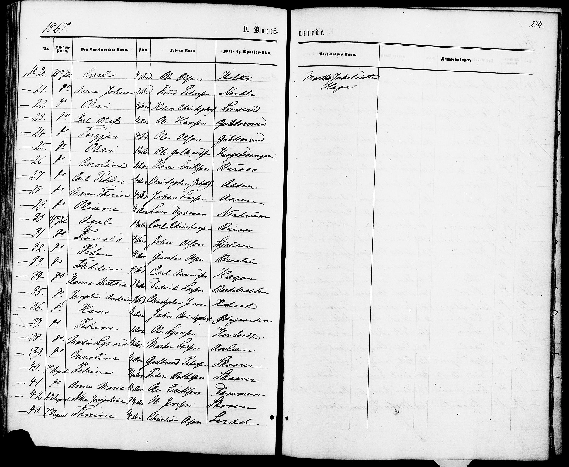 Fet prestekontor Kirkebøker, AV/SAO-A-10370a/F/Fa/L0013: Ministerialbok nr. I 13, 1867-1877, s. 274