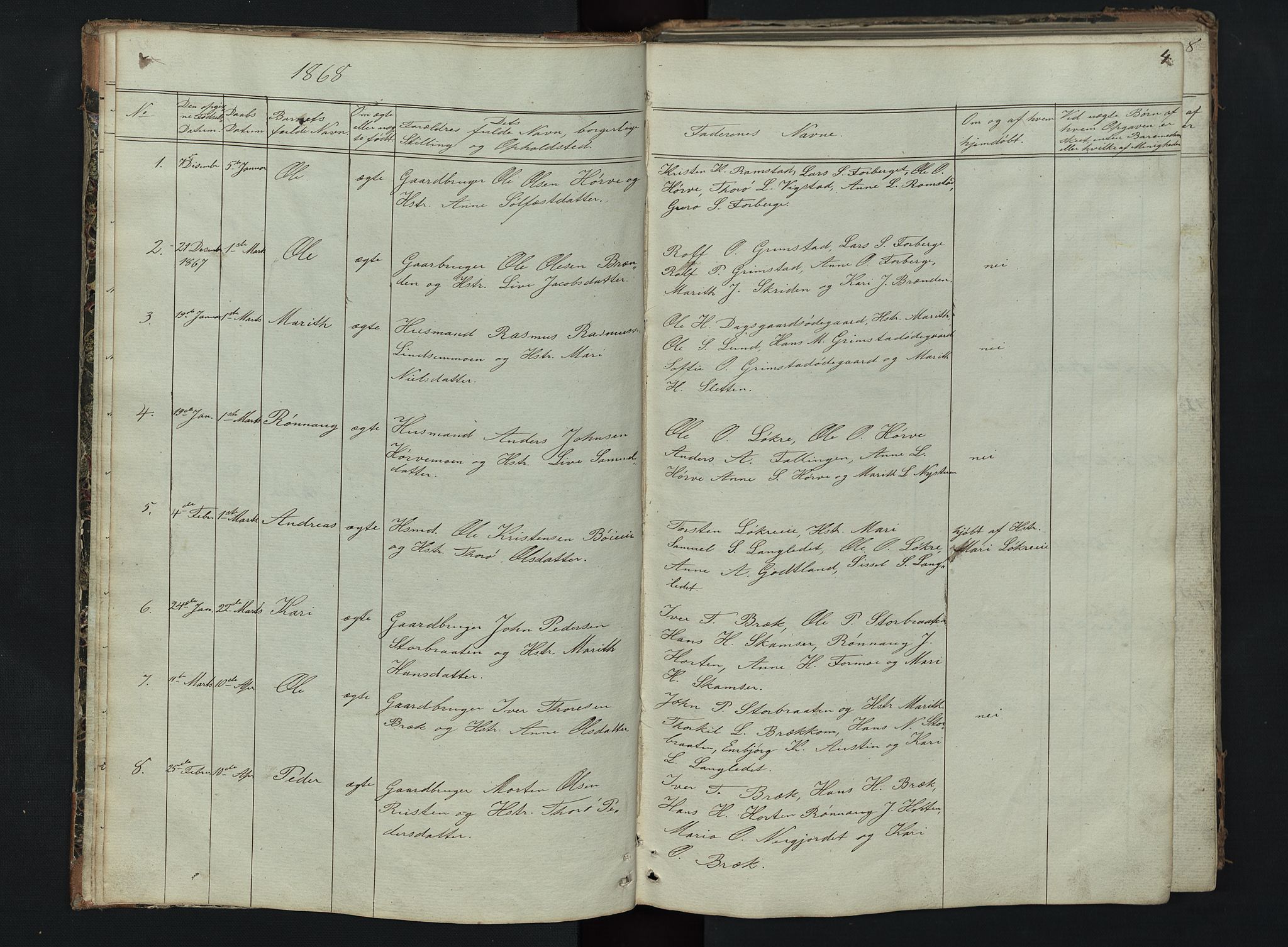 Skjåk prestekontor, AV/SAH-PREST-072/H/Ha/Hab/L0002: Klokkerbok nr. 2, 1867-1894, s. 4