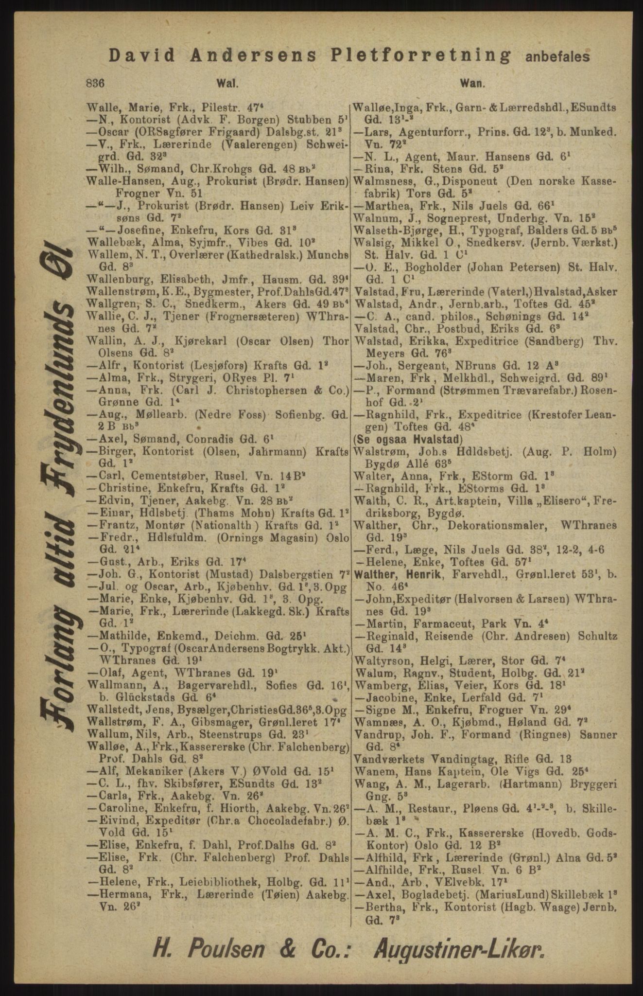 Kristiania/Oslo adressebok, PUBL/-, 1904, s. 836