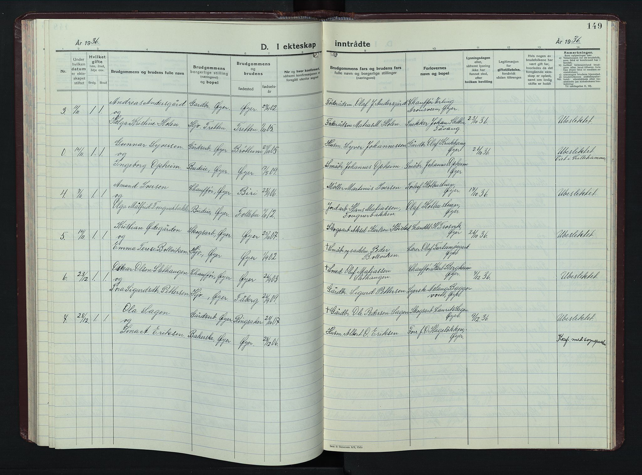 Øyer prestekontor, AV/SAH-PREST-084/H/Ha/Hab/L0008: Klokkerbok nr. 8, 1929-1947, s. 149