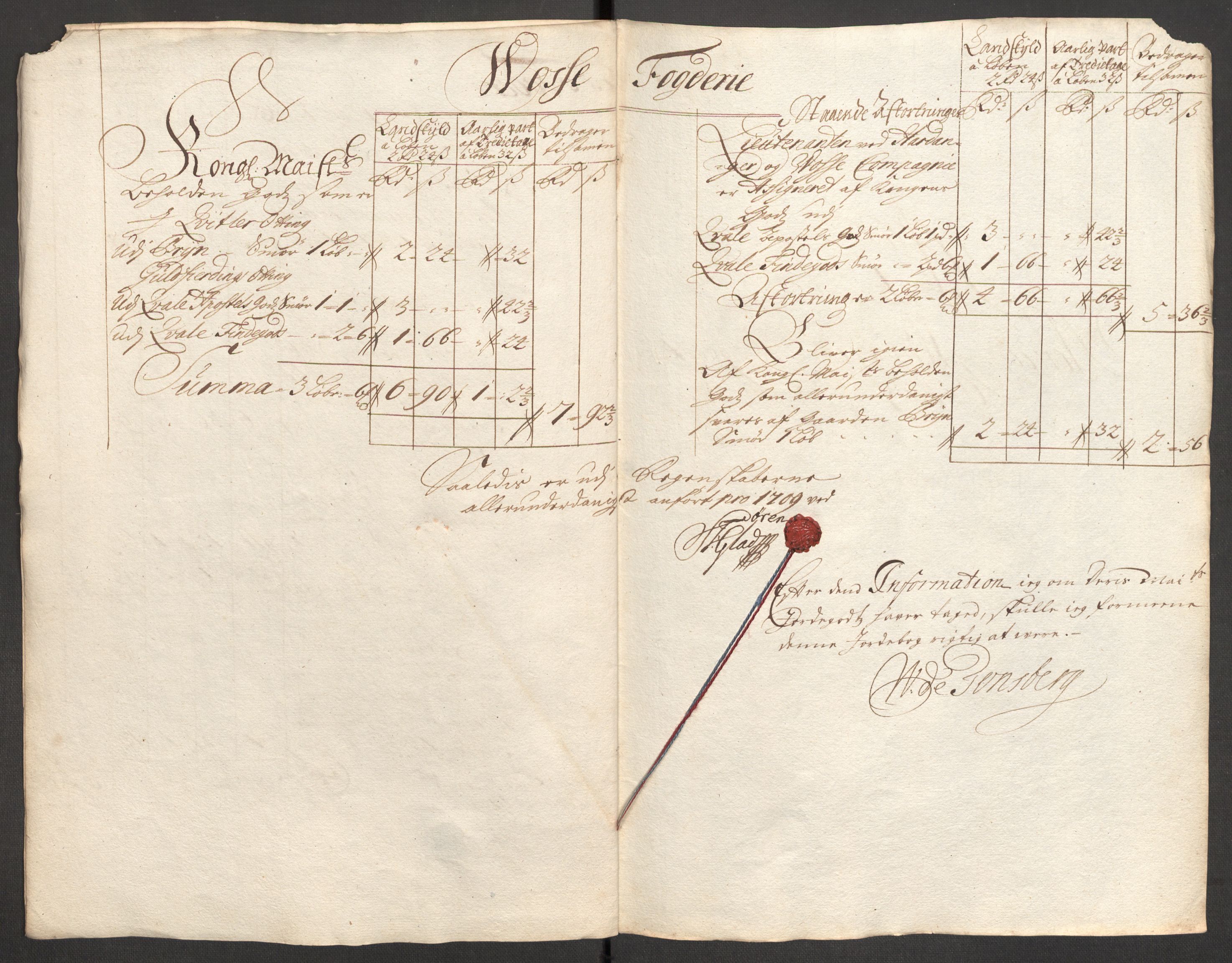 Rentekammeret inntil 1814, Reviderte regnskaper, Fogderegnskap, RA/EA-4092/R51/L3190: Fogderegnskap Nordhordland og Voss, 1709, s. 30