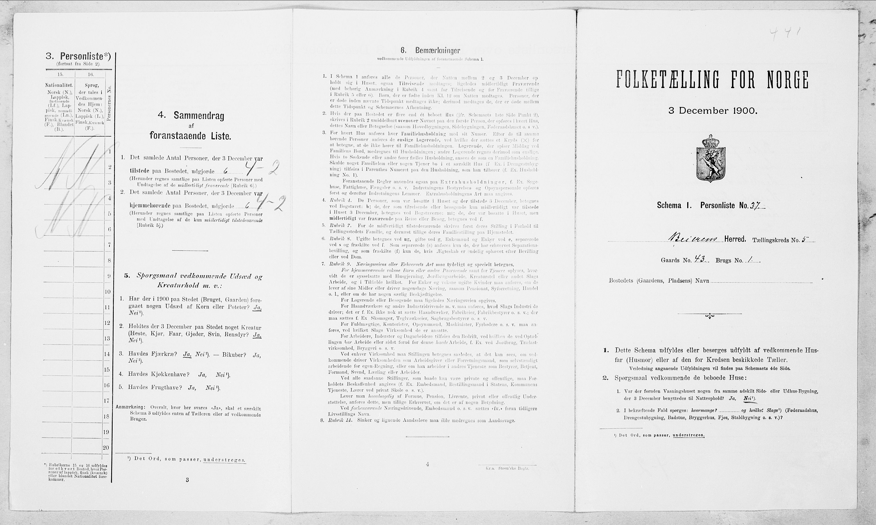 SAT, Folketelling 1900 for 1839 Beiarn herred, 1900, s. 398