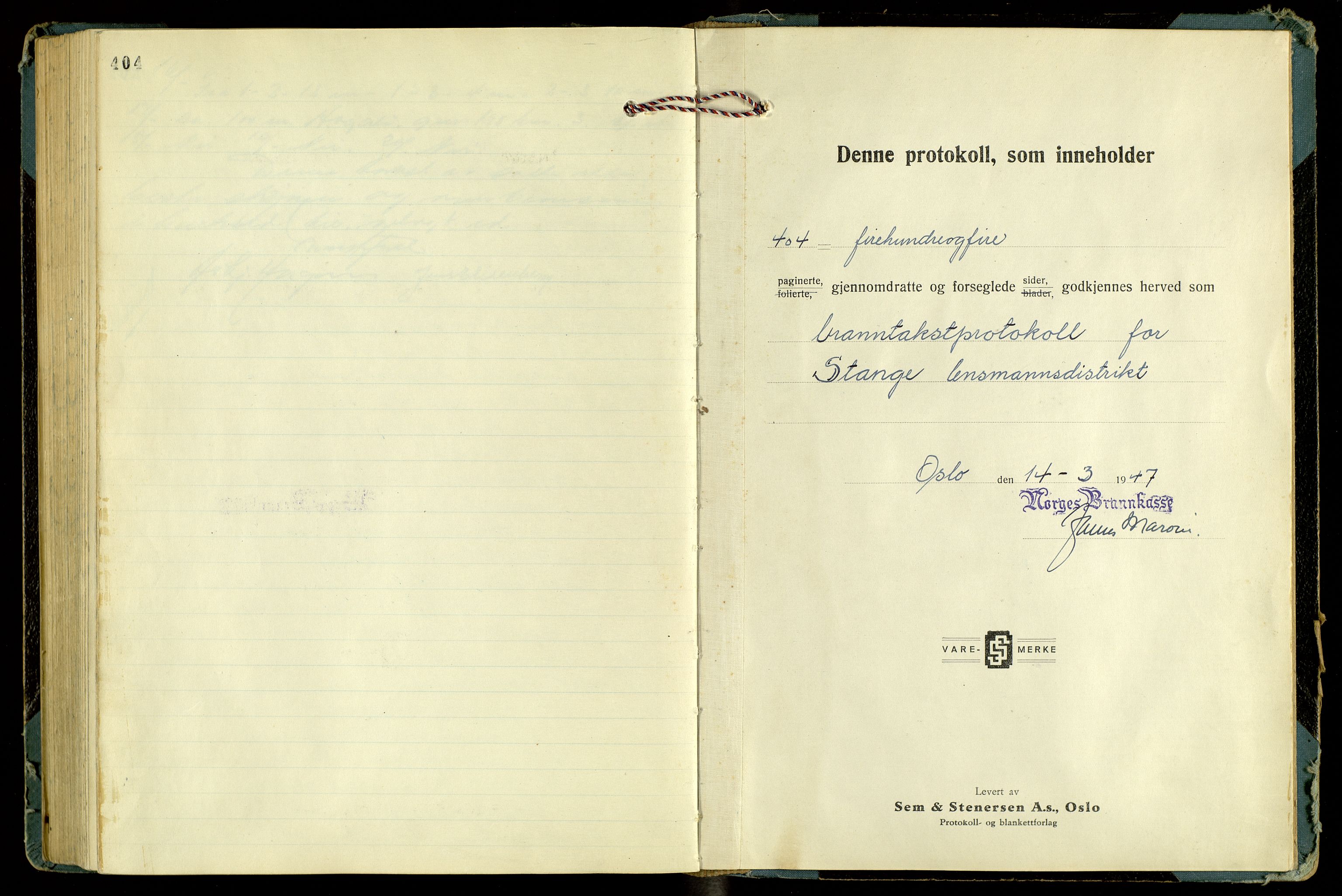 Norges Brannkasse, Stange, AV/SAH-NBRANS-009/F/L0004: Branntakstprotokoll, 1949-1955, s. 404