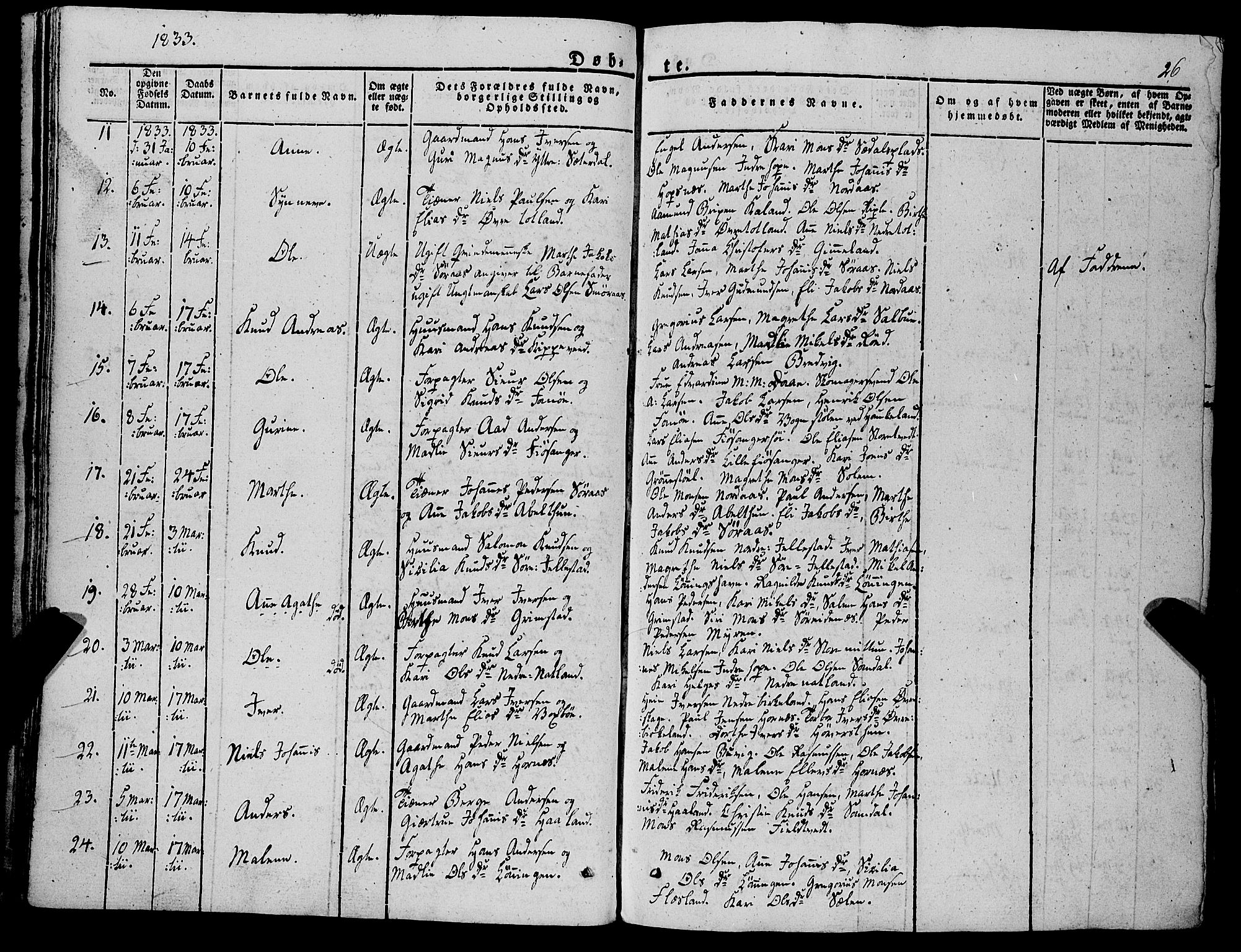 Fana Sokneprestembete, AV/SAB-A-75101/H/Haa/Haaa/L0008: Ministerialbok nr. A 8, 1829-1851, s. 26