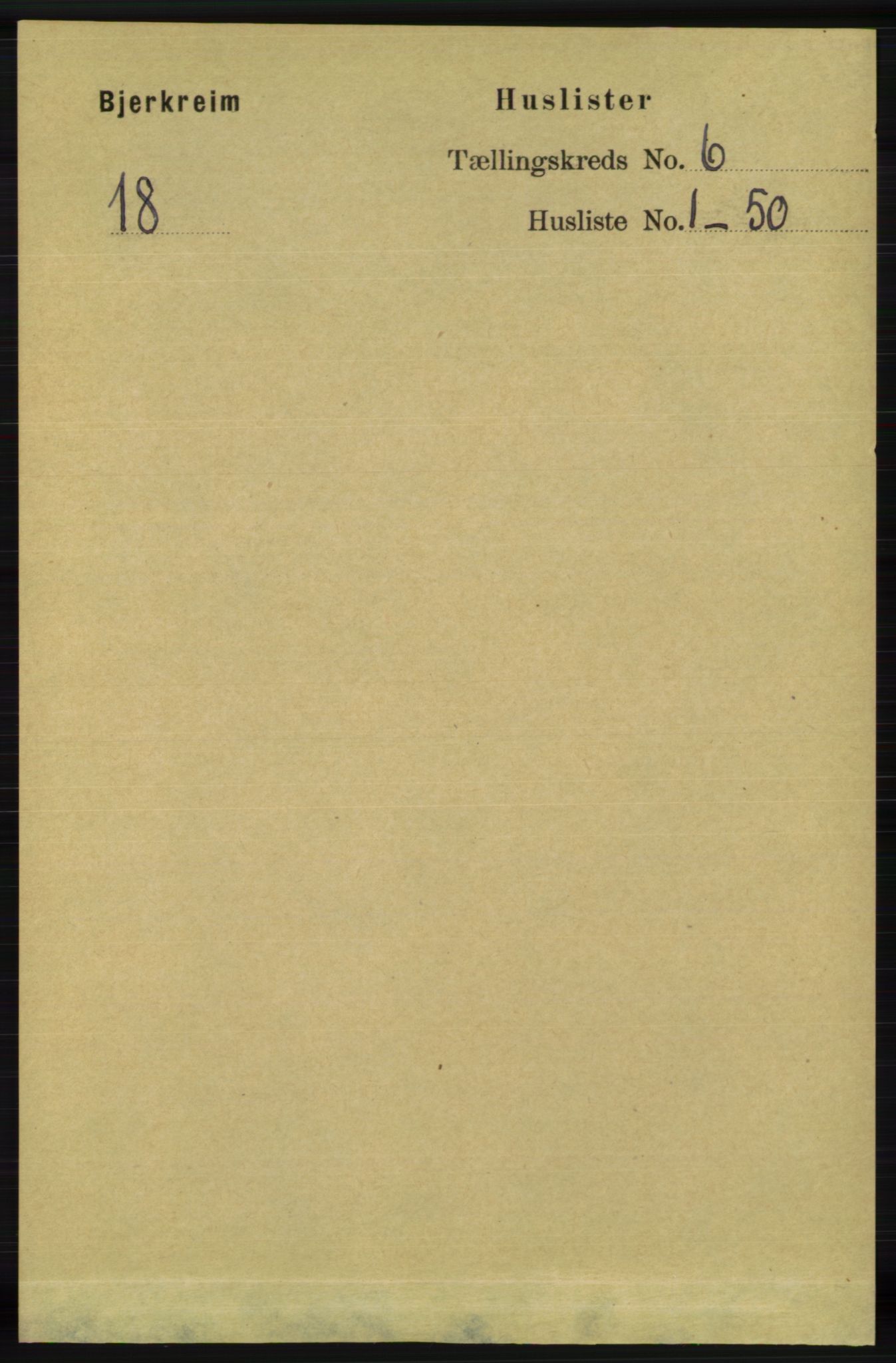 RA, Folketelling 1891 for 1114 Bjerkreim herred, 1891, s. 2001