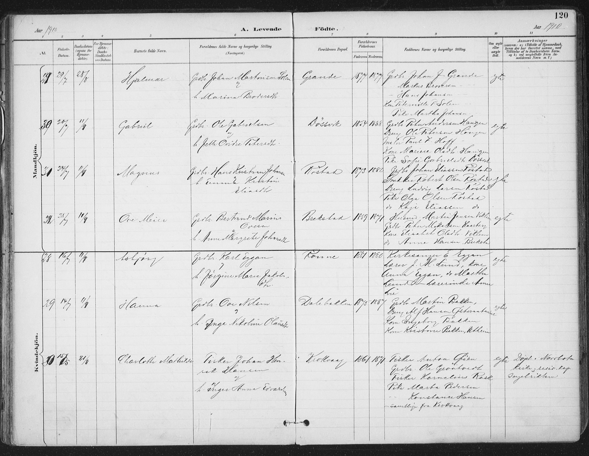 Ministerialprotokoller, klokkerbøker og fødselsregistre - Sør-Trøndelag, SAT/A-1456/659/L0743: Ministerialbok nr. 659A13, 1893-1910, s. 120