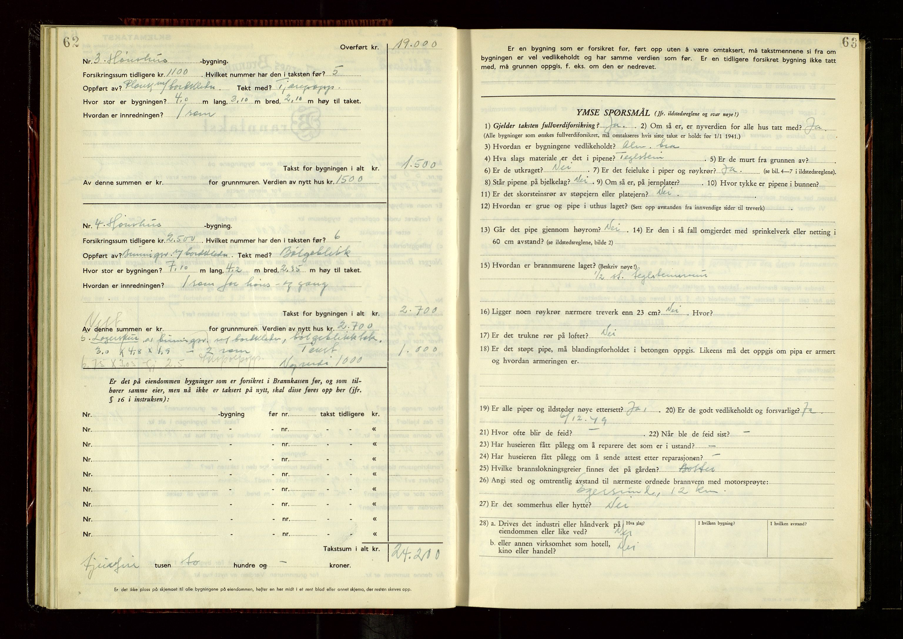 Helleland lensmannskontor, AV/SAST-A-100209/Gob/L0005: "Brandtakstprotokoll", 1950-1955, s. 62-63