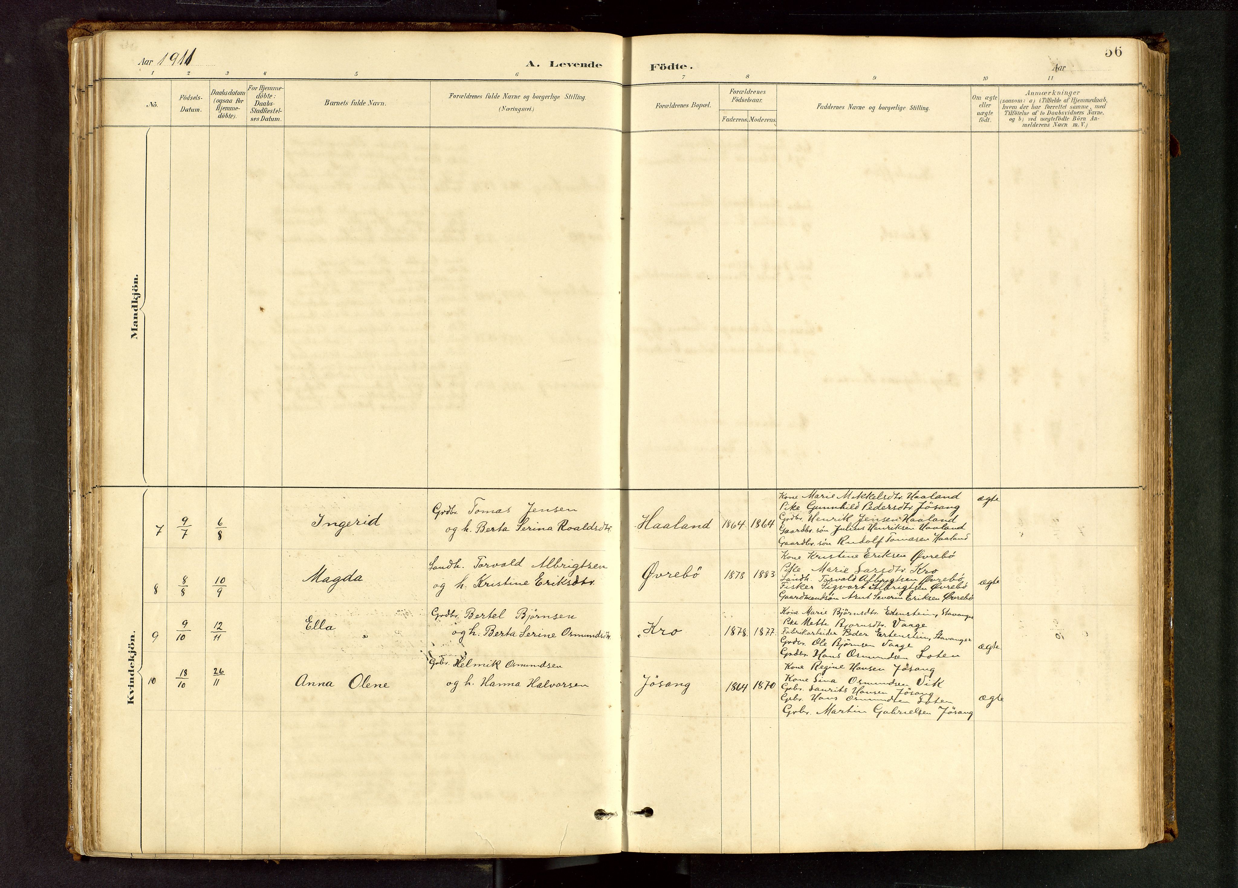 Tysvær sokneprestkontor, AV/SAST-A -101864/H/Ha/Hab/L0005: Klokkerbok nr. B 5, 1887-1947, s. 56