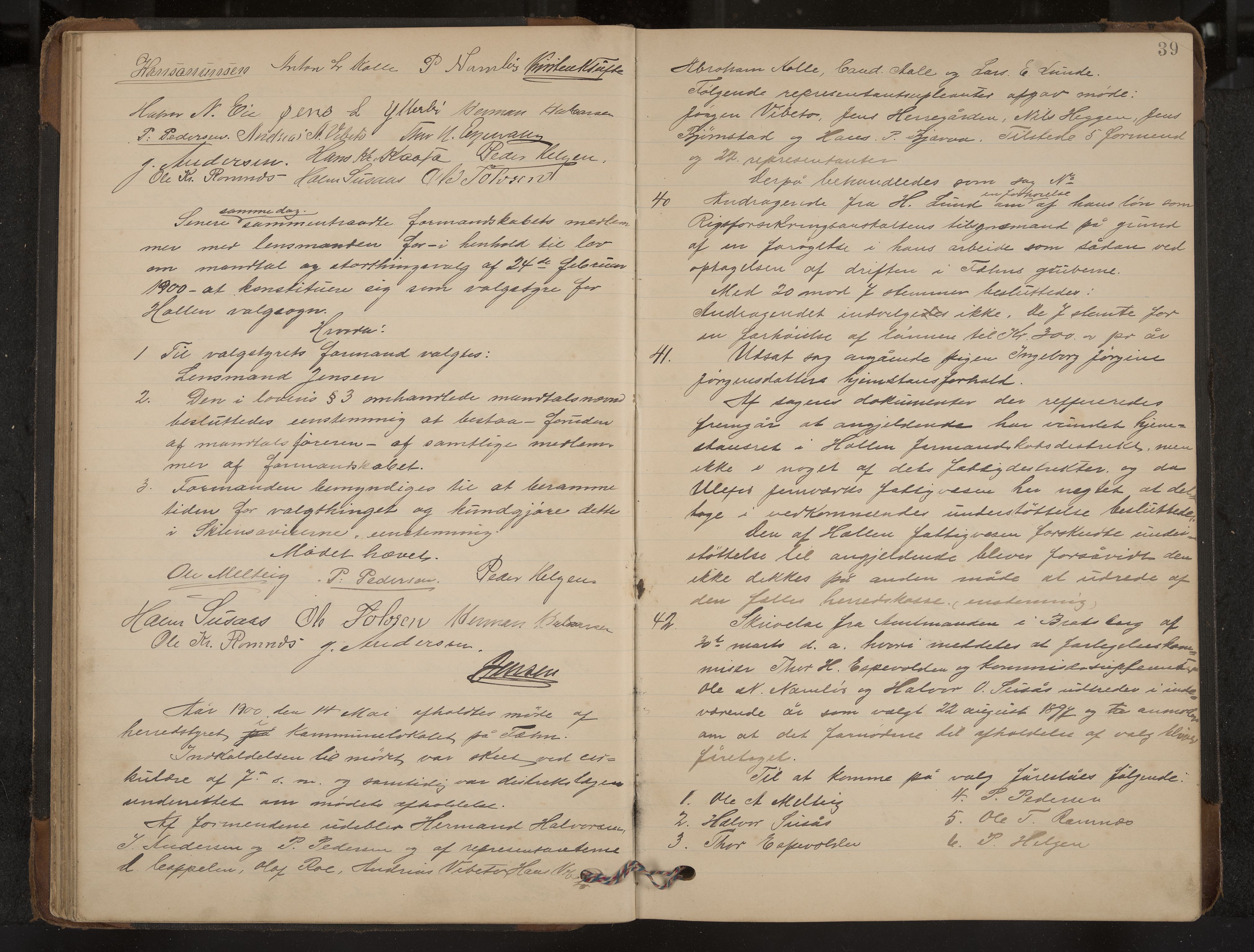 Holla formannskap og sentraladministrasjon, IKAK/0819021-1/A/L0004: Møtebok med register, 1899-1906, s. 39
