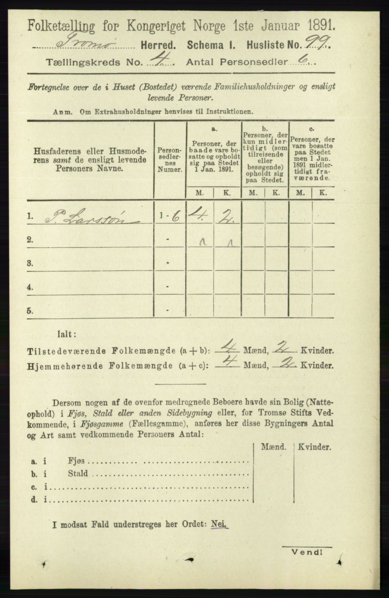 RA, Folketelling 1891 for 0921 Tromøy herred, 1891, s. 1455