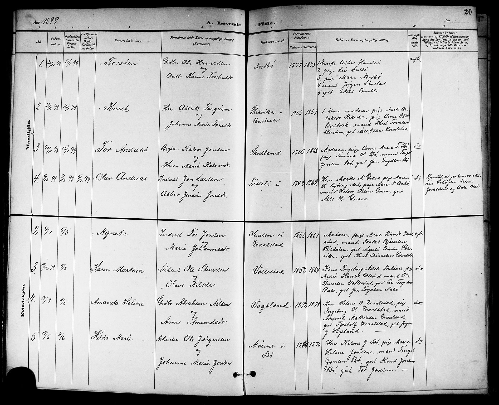 Drangedal kirkebøker, AV/SAKO-A-258/G/Gb/L0002: Klokkerbok nr. II 2, 1895-1918, s. 20