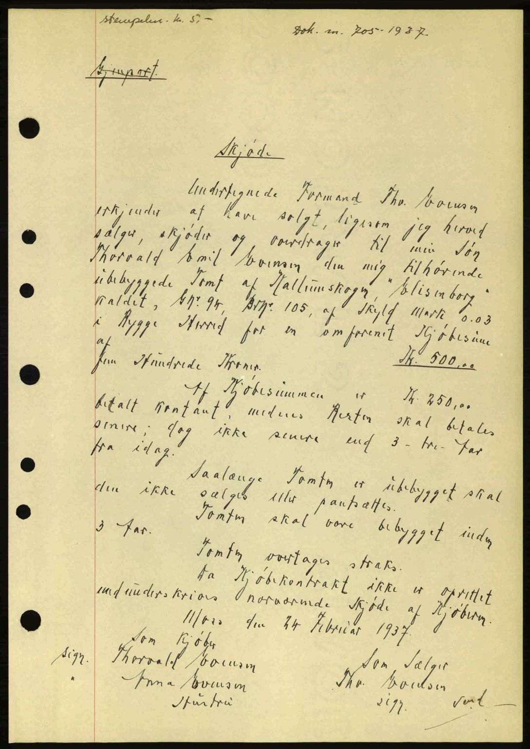 Moss sorenskriveri, SAO/A-10168: Pantebok nr. A2, 1936-1937, Dagboknr: 705/1937