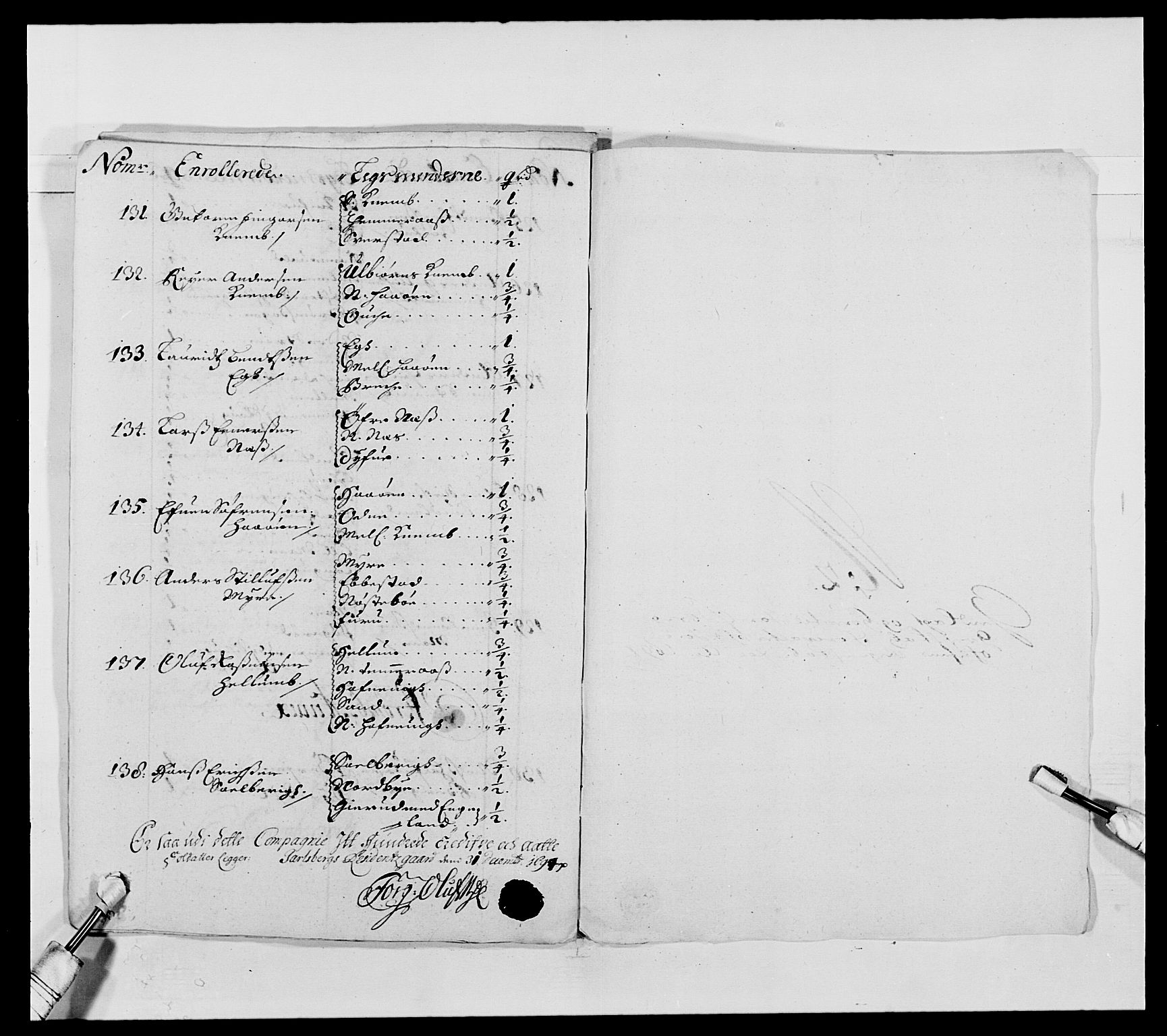Kommanderende general (KG I) med Det norske krigsdirektorium, AV/RA-EA-5419/E/Ea/L0493: Smålenske regiment, 1643-1694, s. 422