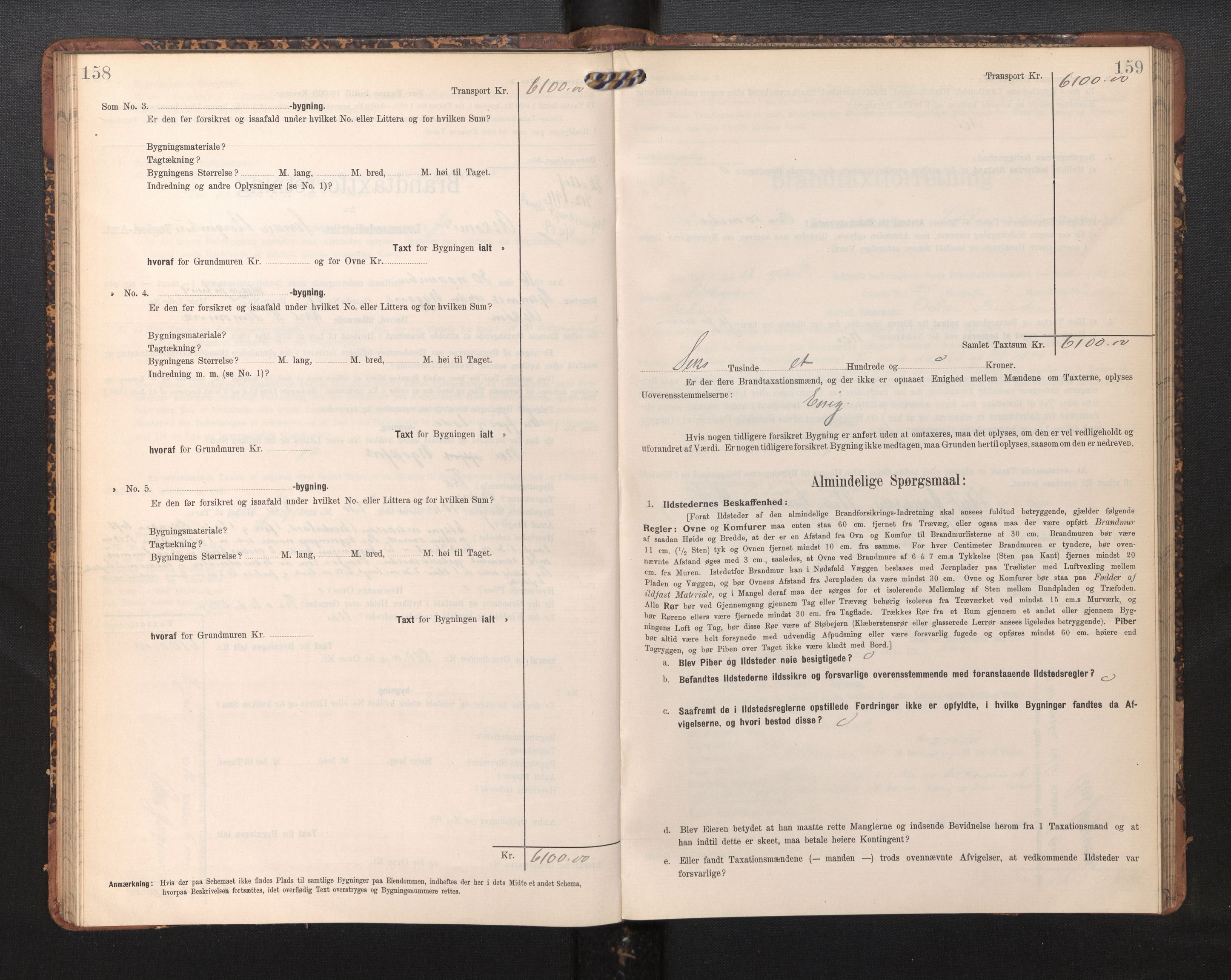 Lensmannen i Askøy, AV/SAB-A-31001/0012/L0006: Branntakstprotokoll, skjematakst, Laksevåg, 1907-1917, s. 158-159