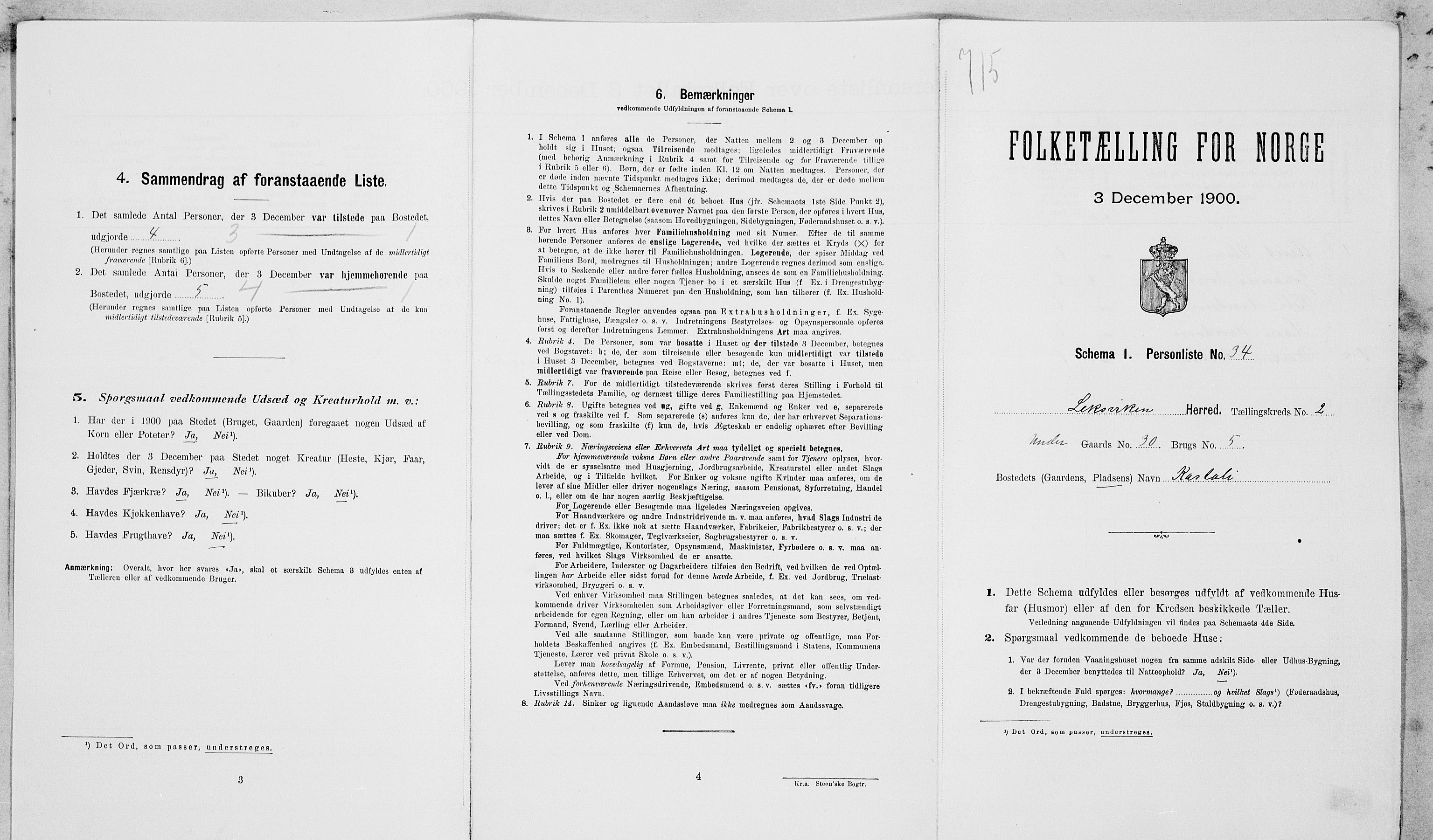 SAT, Folketelling 1900 for 1718 Leksvik herred, 1900, s. 228