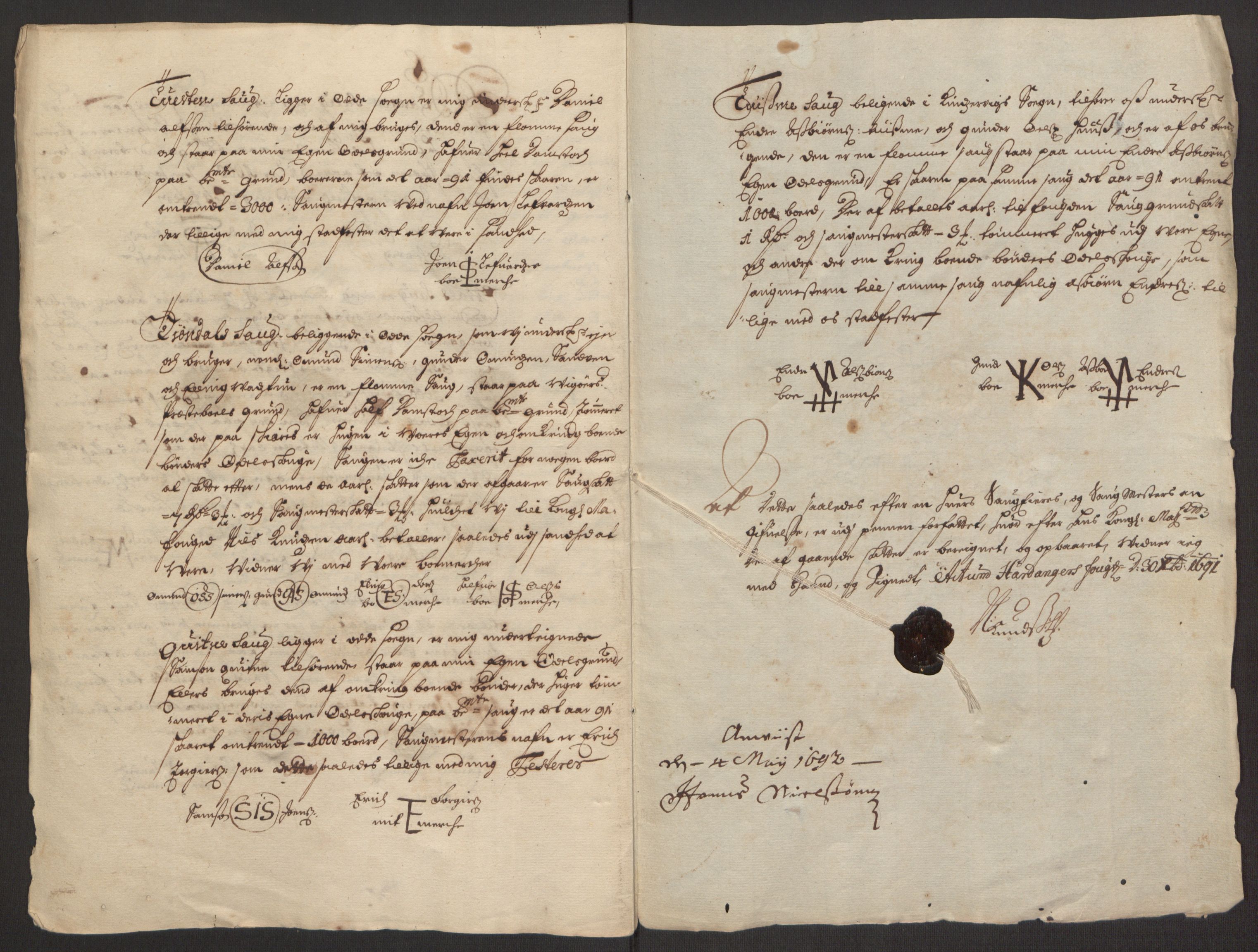 Rentekammeret inntil 1814, Reviderte regnskaper, Fogderegnskap, RA/EA-4092/R48/L2973: Fogderegnskap Sunnhordland og Hardanger, 1691-1692, s. 319