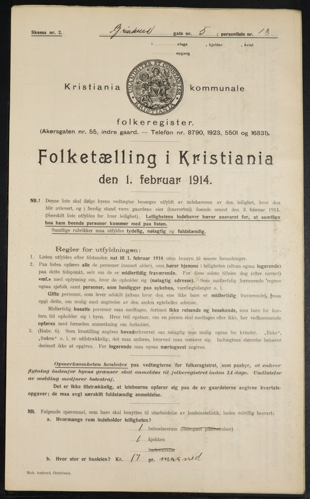 OBA, Kommunal folketelling 1.2.1914 for Kristiania, 1914, s. 8812