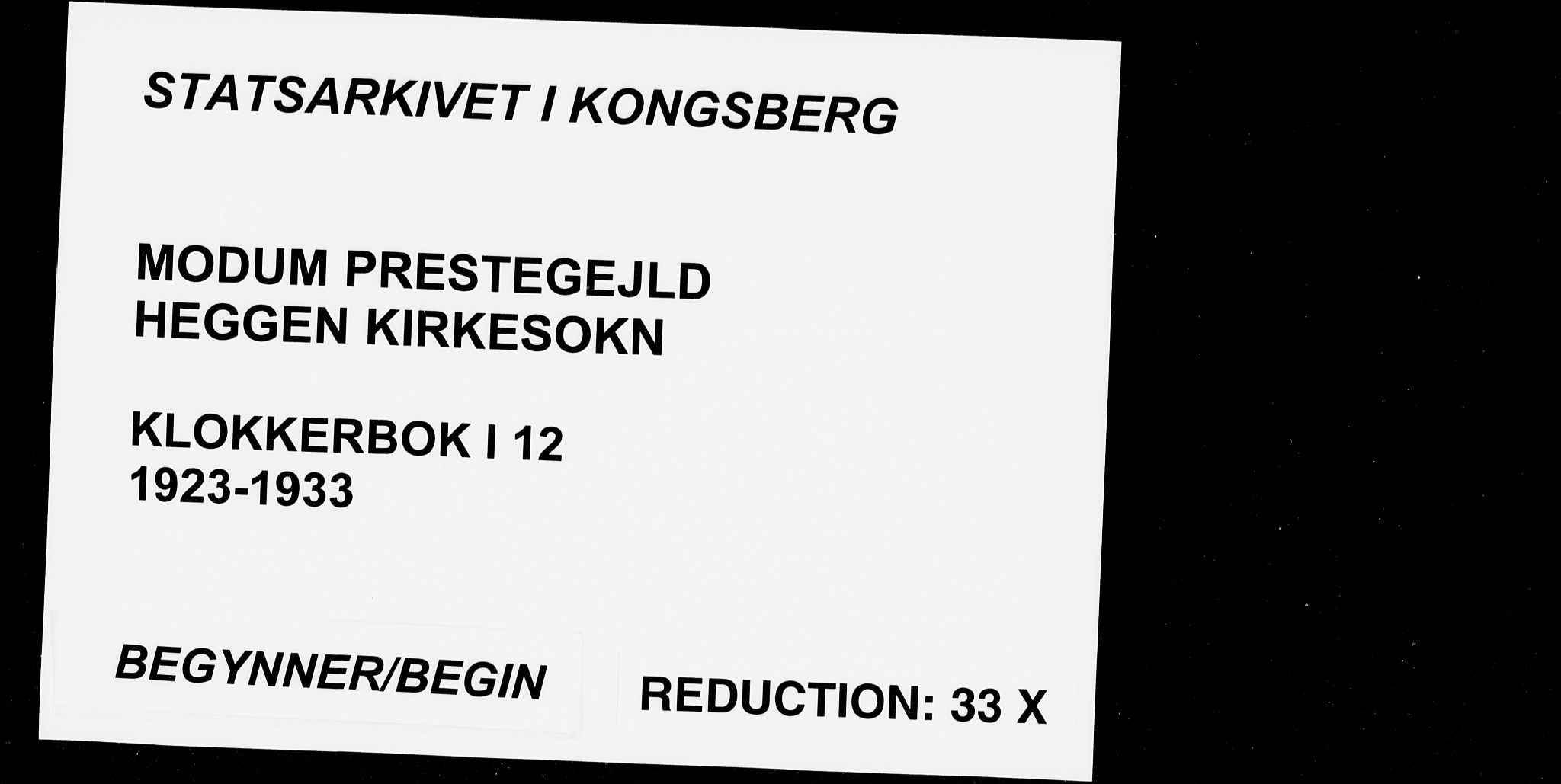 Modum kirkebøker, AV/SAKO-A-234/G/Ga/L0012: Klokkerbok nr. I 12, 1923-1933