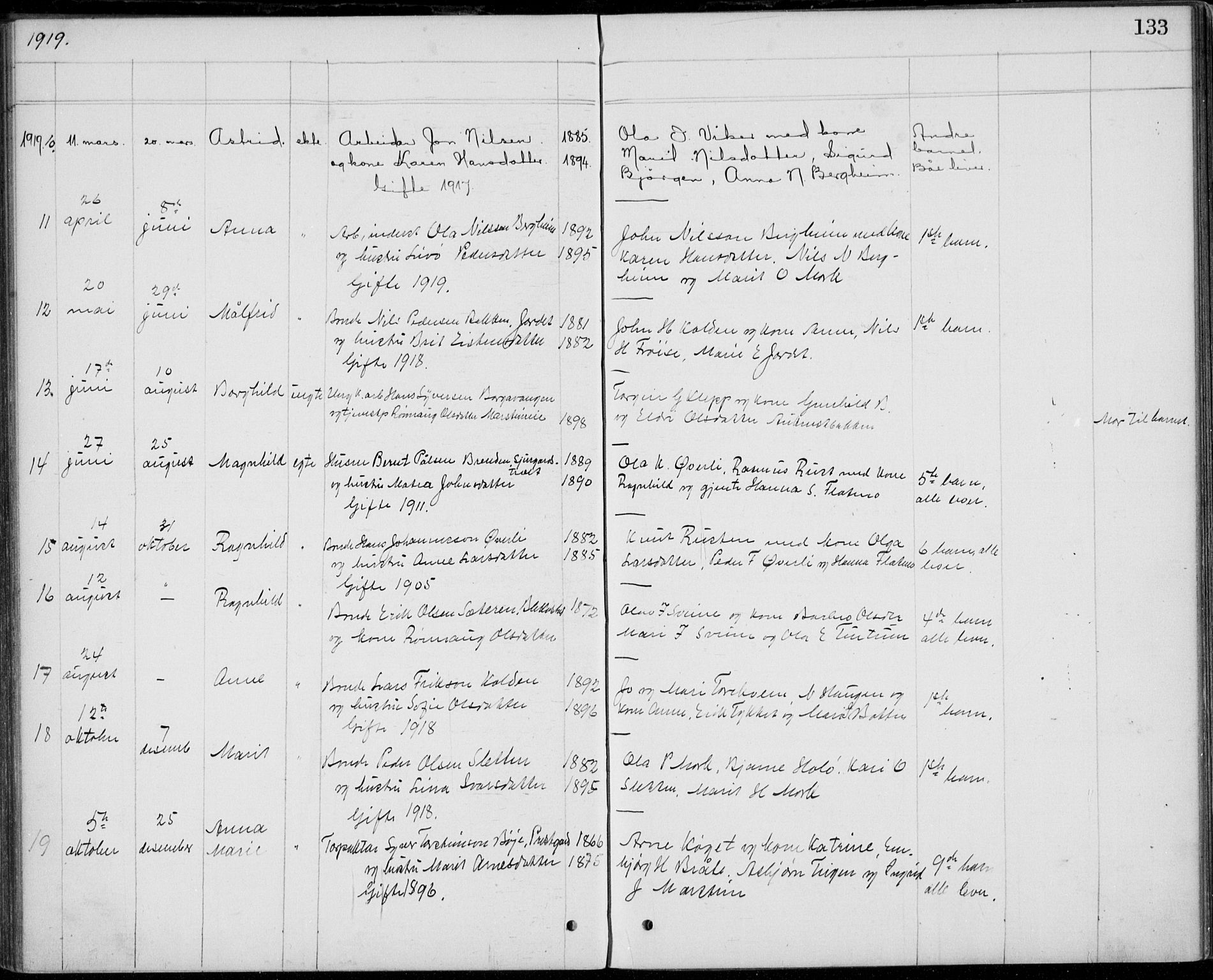 Lom prestekontor, AV/SAH-PREST-070/L/L0013: Klokkerbok nr. 13, 1874-1938, s. 133