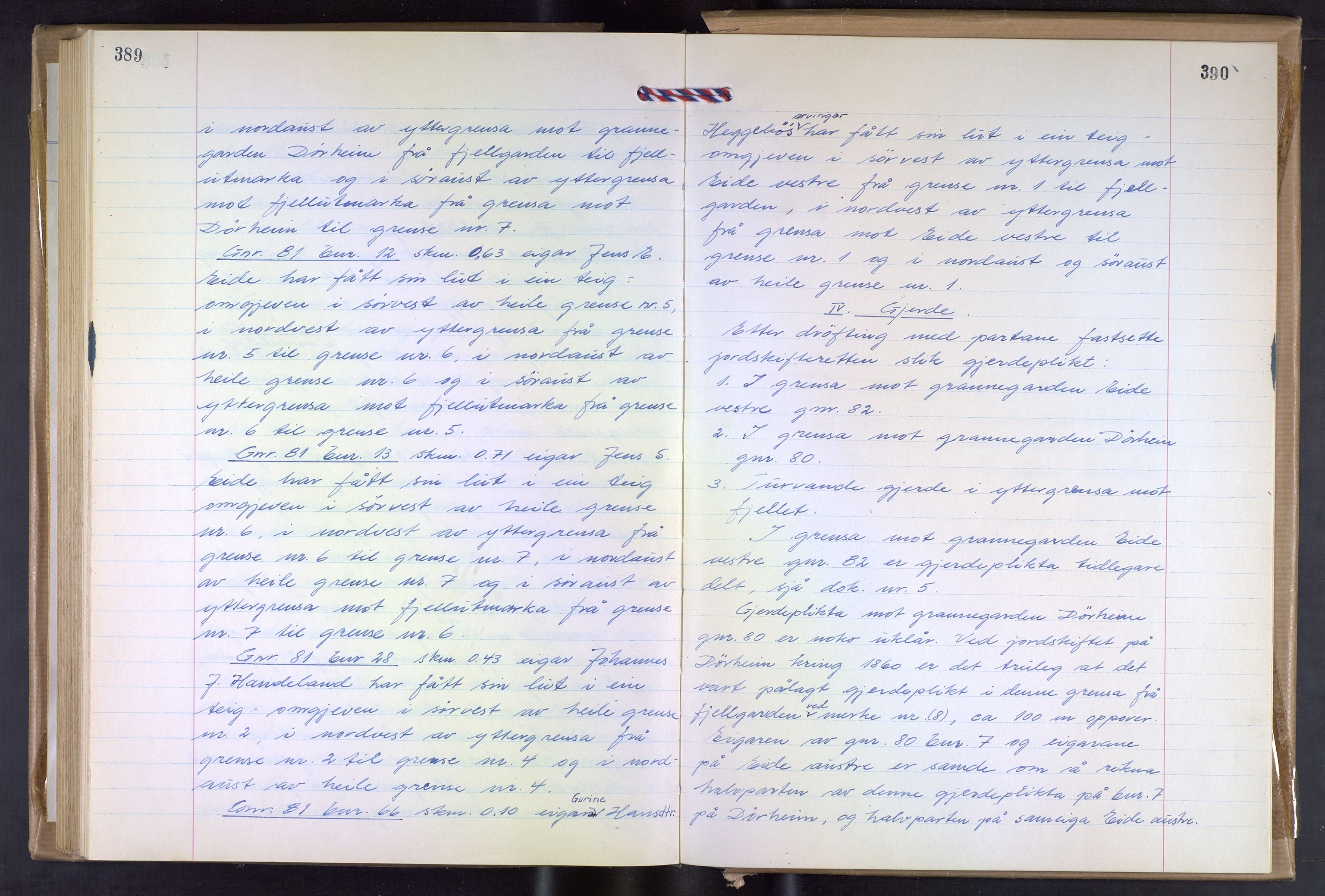 Hordaland jordskiftedøme - VII Indre Sunnhordland jordskiftedistrikt, AV/SAB-A-7401/A/Aa/L0031: Forhandlingsprotokoll, 1960-1967, s. 389-390