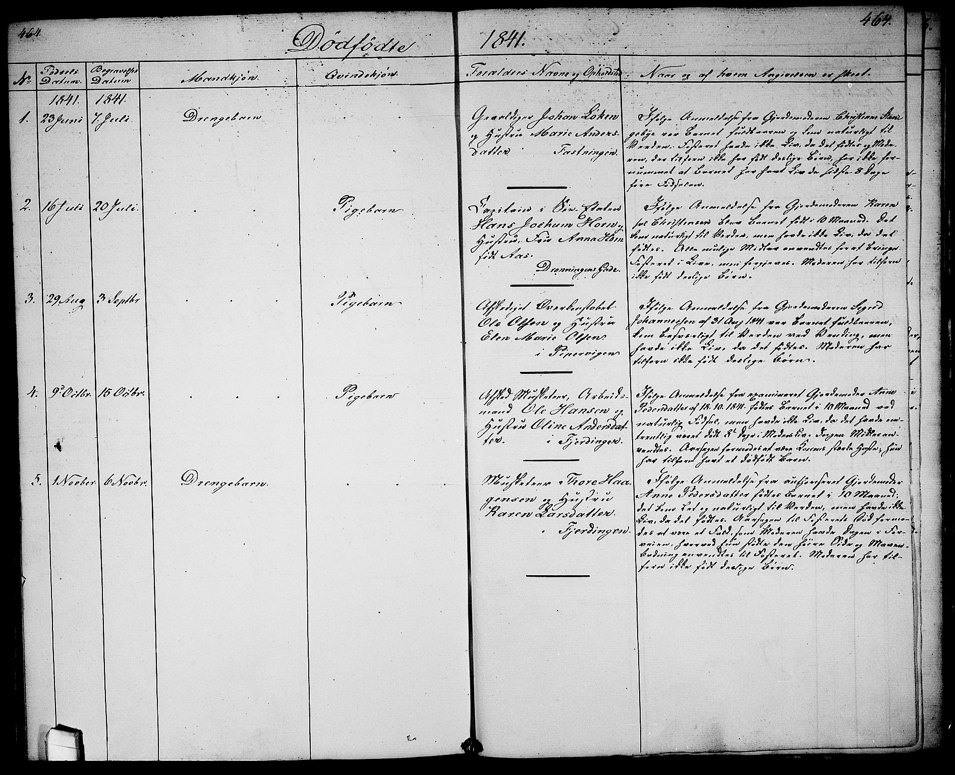 Garnisonsmenigheten Kirkebøker, AV/SAO-A-10846/G/Ga/L0005: Klokkerbok nr. 5, 1841-1860, s. 464