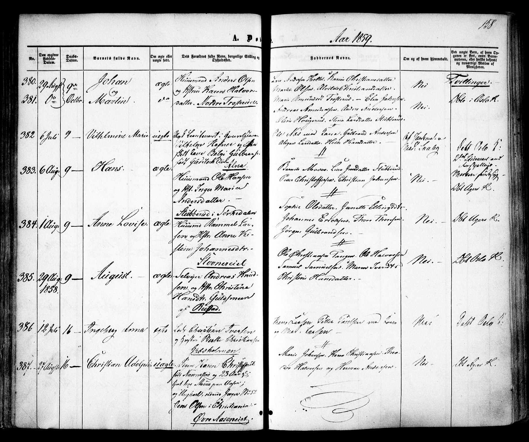 Vestre Aker prestekontor Kirkebøker, AV/SAO-A-10025/F/Fa/L0003: Ministerialbok nr. 3, 1857-1868, s. 158
