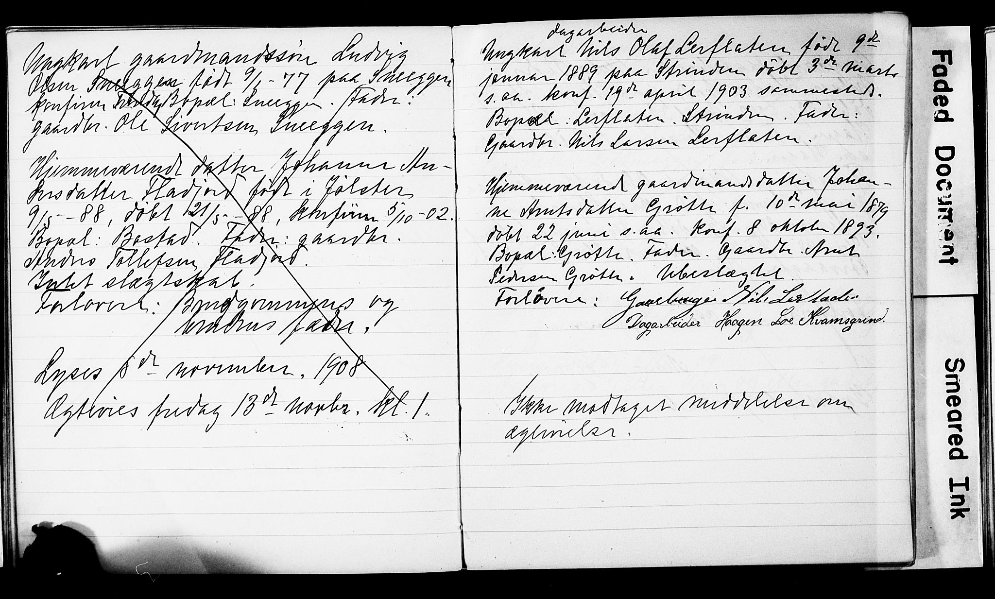 Ministerialprotokoller, klokkerbøker og fødselsregistre - Sør-Trøndelag, SAT/A-1456/618/L0446: Lysningsprotokoll nr. 618A09, 1899-1916