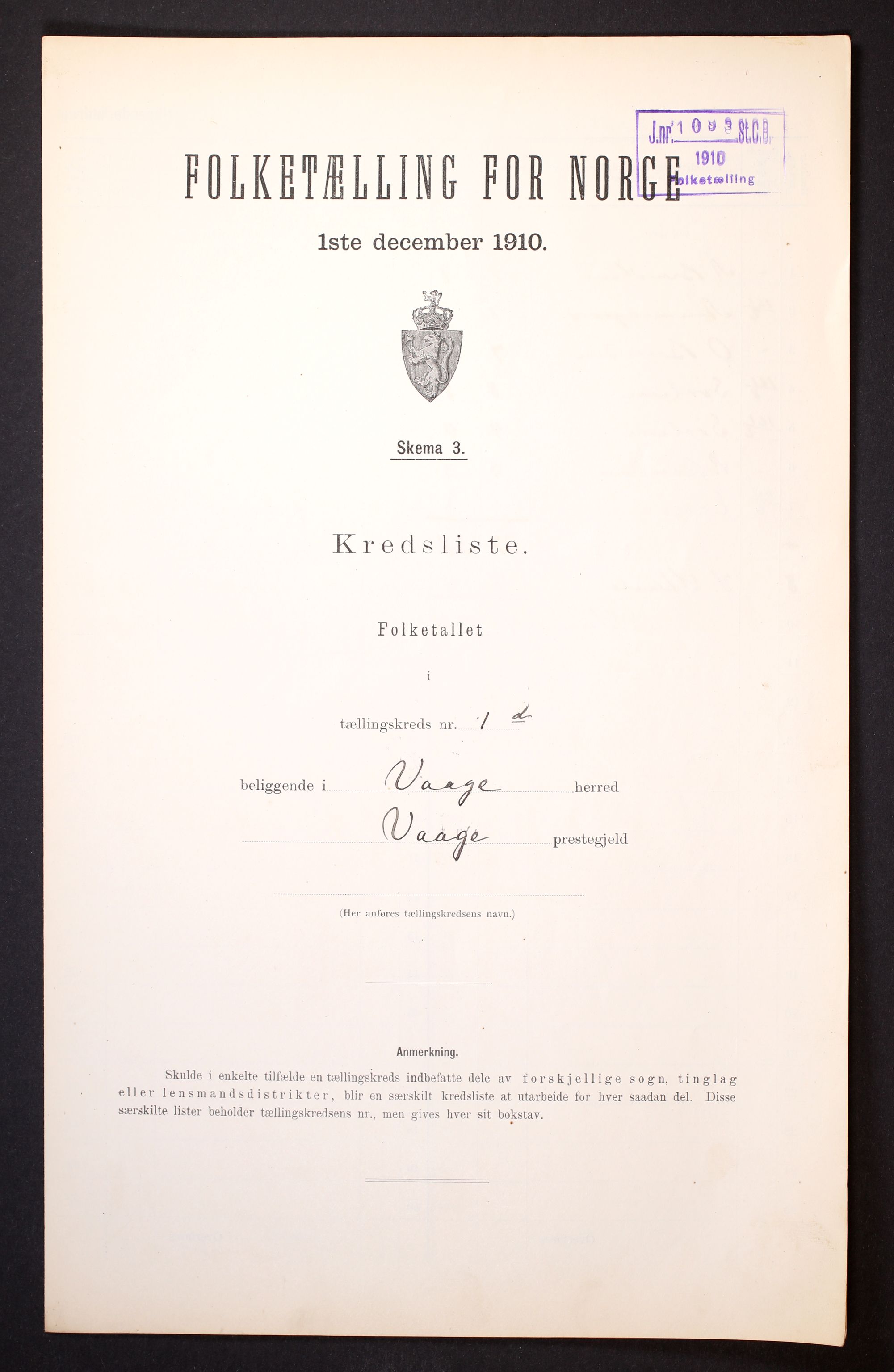 RA, Folketelling 1910 for 0515 Vågå herred, 1910, s. 13
