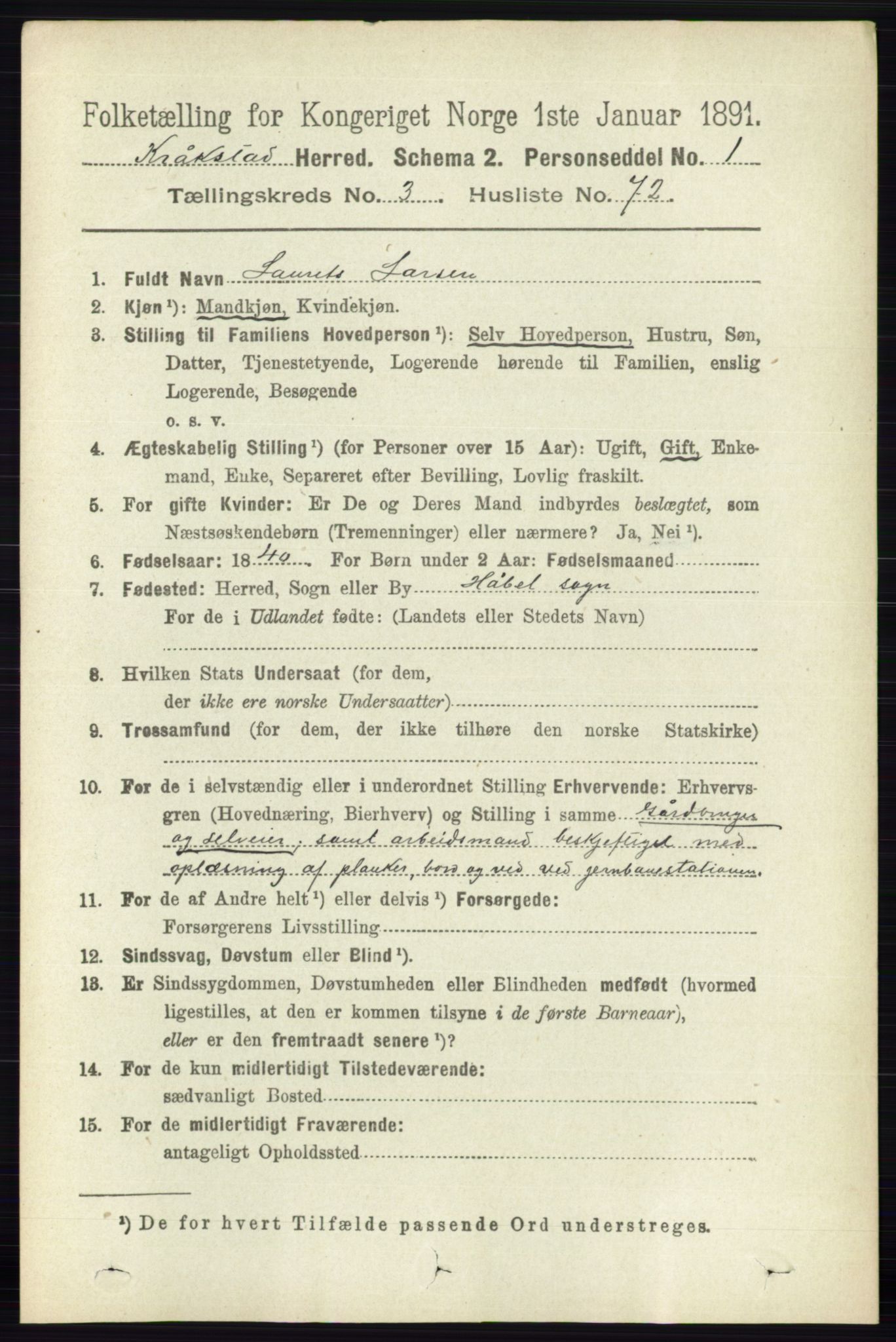 RA, Folketelling 1891 for 0212 Kråkstad herred, 1891, s. 1604