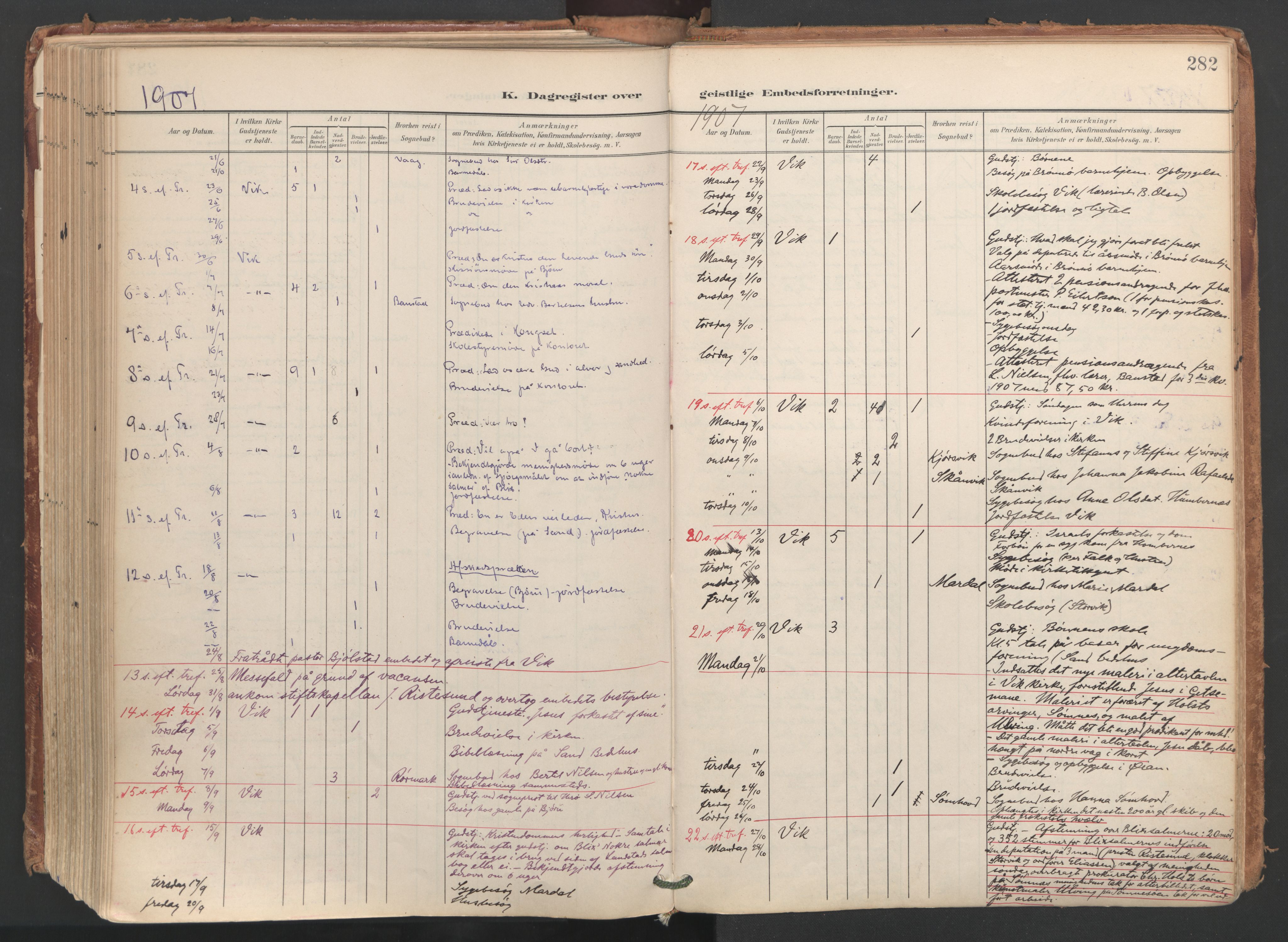 Ministerialprotokoller, klokkerbøker og fødselsregistre - Nordland, AV/SAT-A-1459/812/L0180: Ministerialbok nr. 812A09, 1901-1915, s. 282