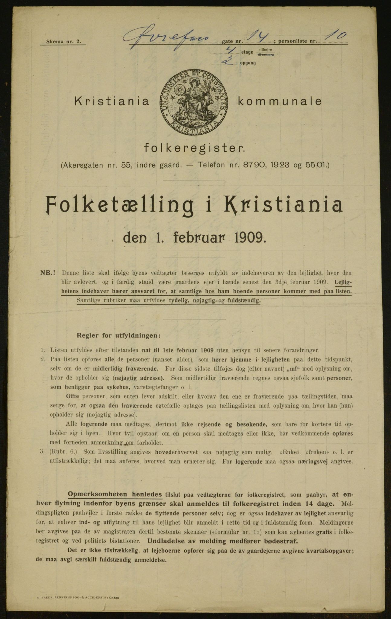 OBA, Kommunal folketelling 1.2.1909 for Kristiania kjøpstad, 1909, s. 117734