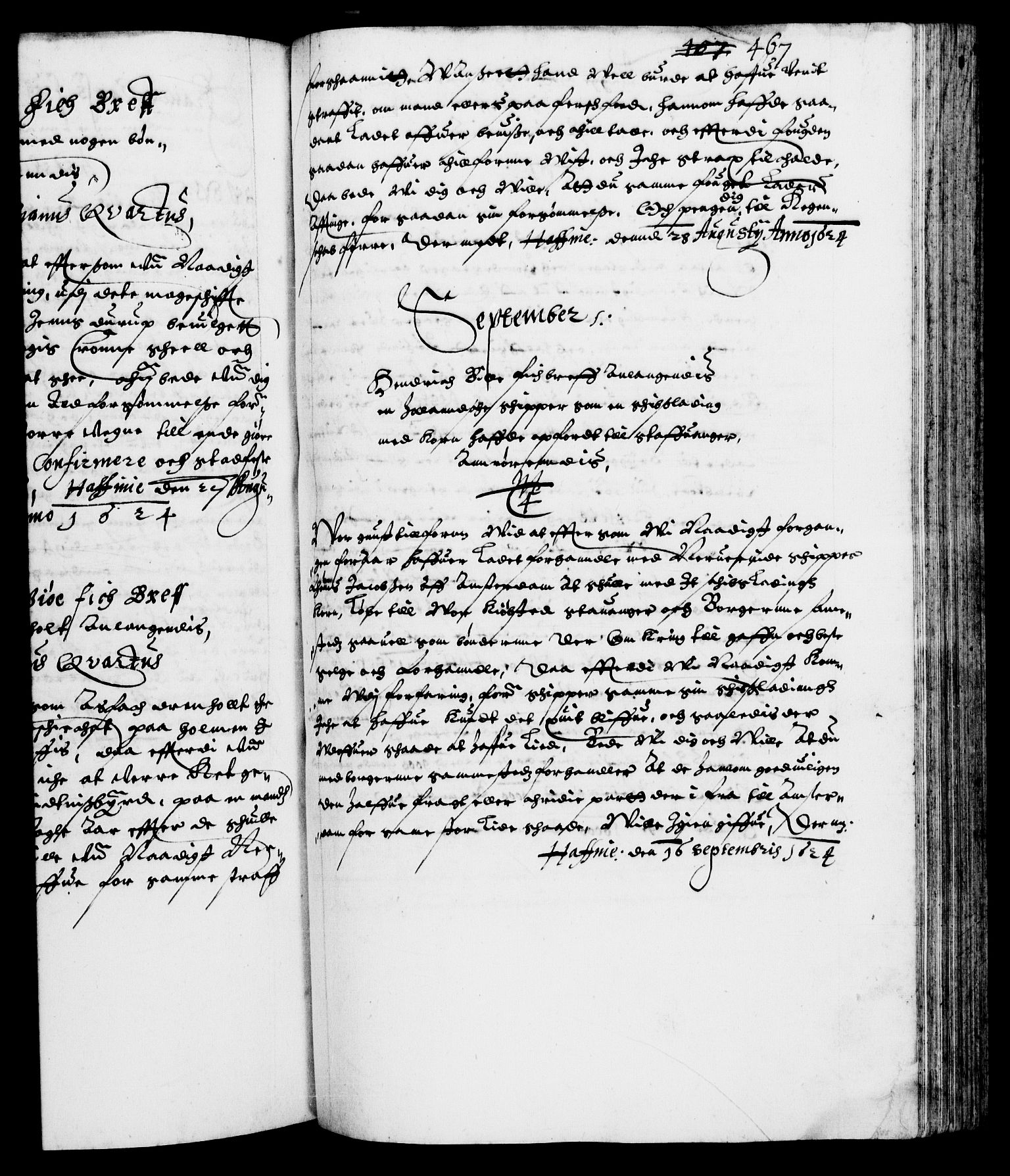 Danske Kanselli 1572-1799, AV/RA-EA-3023/F/Fc/Fca/Fcab/L0004: Norske tegnelser (mikrofilm), 1617-1627, s. 467a