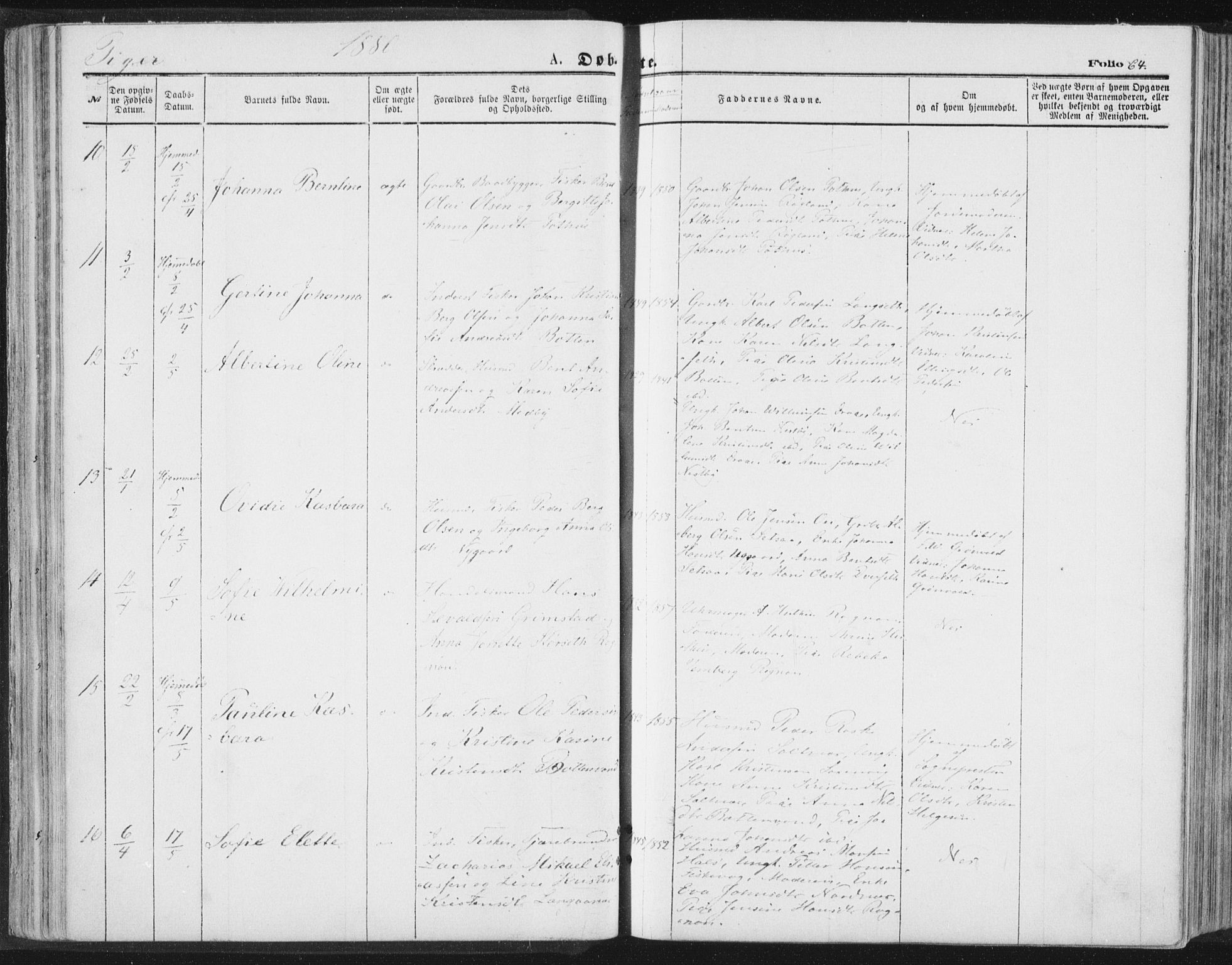Ministerialprotokoller, klokkerbøker og fødselsregistre - Nordland, AV/SAT-A-1459/847/L0668: Ministerialbok nr. 847A08, 1872-1886, s. 64