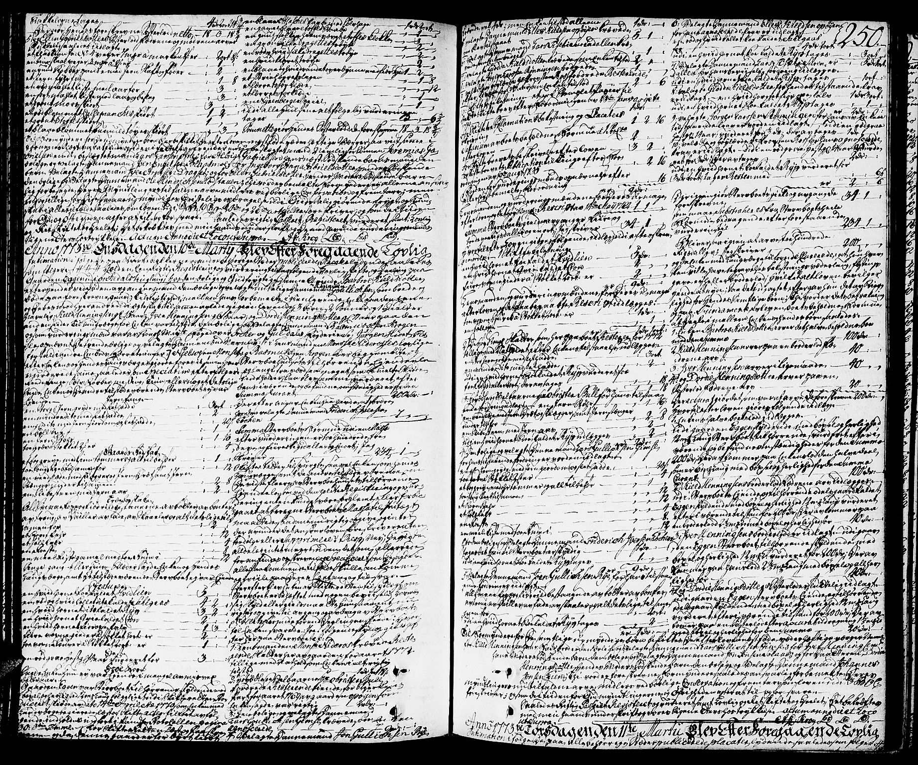 Orkdal sorenskriveri, SAT/A-4169/1/3/3Aa/L0007: Skifteprotokoller, 1767-1782, s. 249b-250a