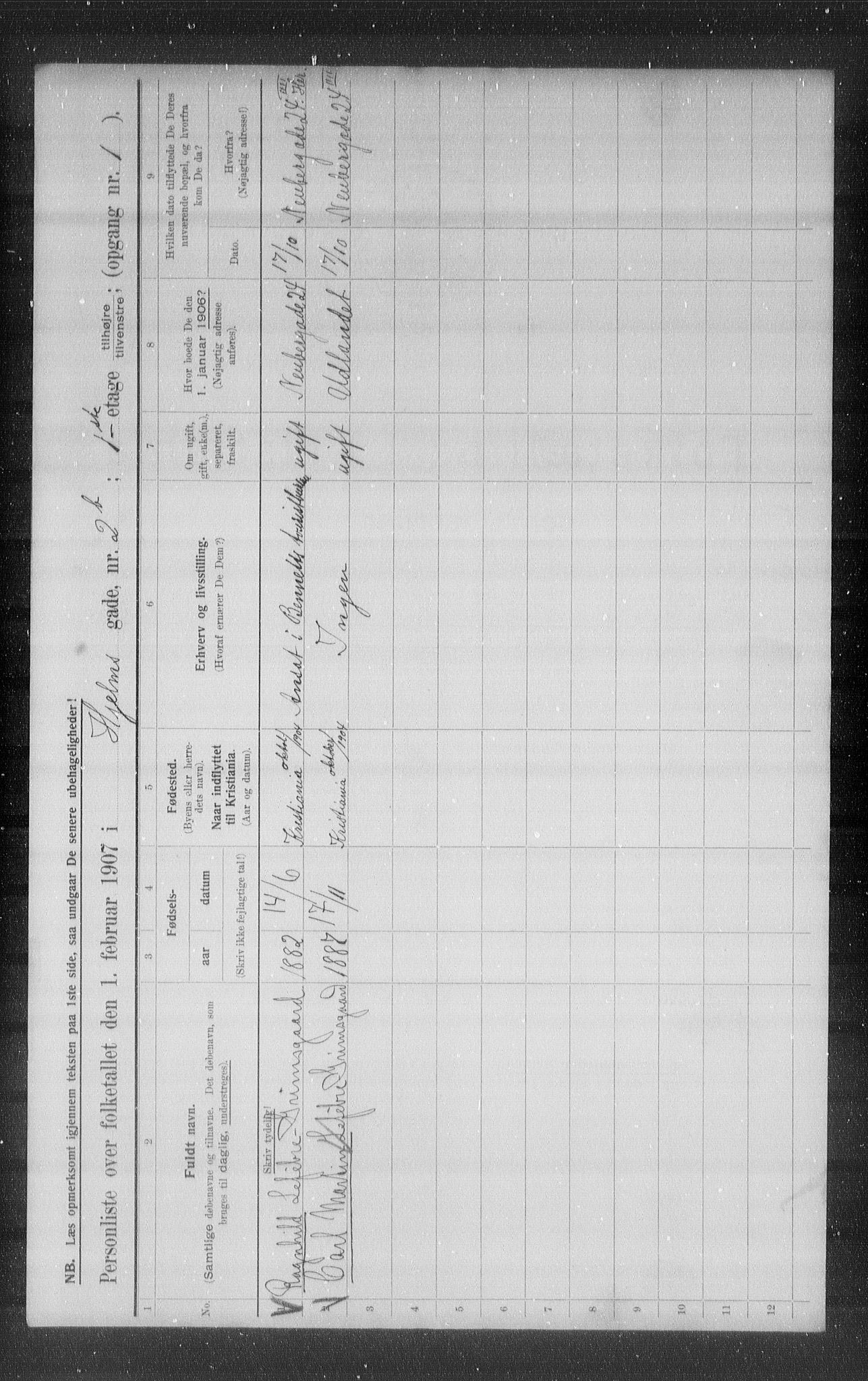 OBA, Kommunal folketelling 1.2.1907 for Kristiania kjøpstad, 1907, s. 20631