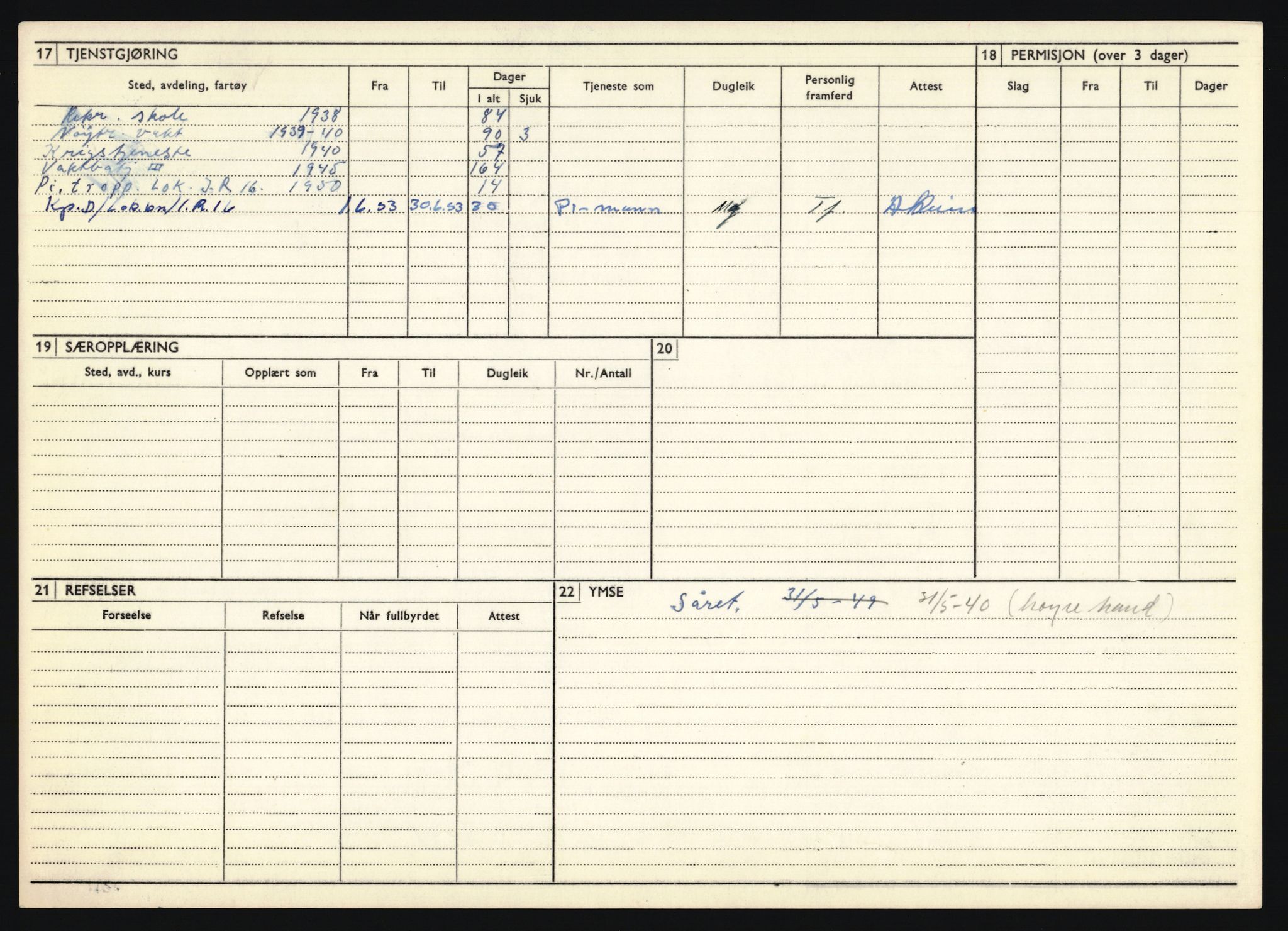 Forsvaret, Troms infanteriregiment nr. 16, AV/RA-RAFA-3146/P/Pa/L0022: Rulleblad for regimentets menige mannskaper, årsklasse 1938, 1938, s. 182