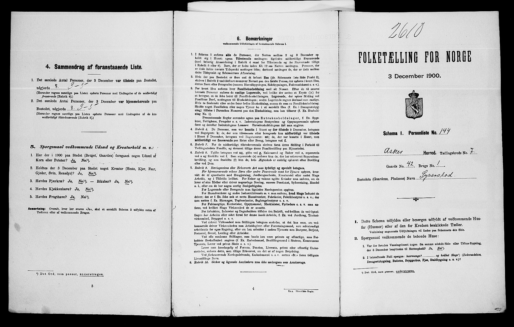 SAO, Folketelling 1900 for 0220 Asker herred, 1900, s. 303