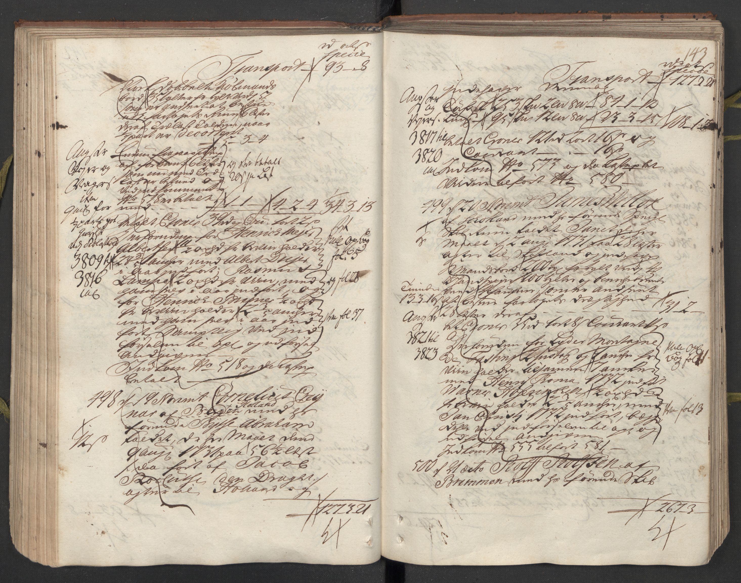 Generaltollkammeret, tollregnskaper, AV/RA-EA-5490/R26/L0024/0001: Tollregnskaper Bergen A / Utgående hovedtollbok, 1733, s. 142b-143a
