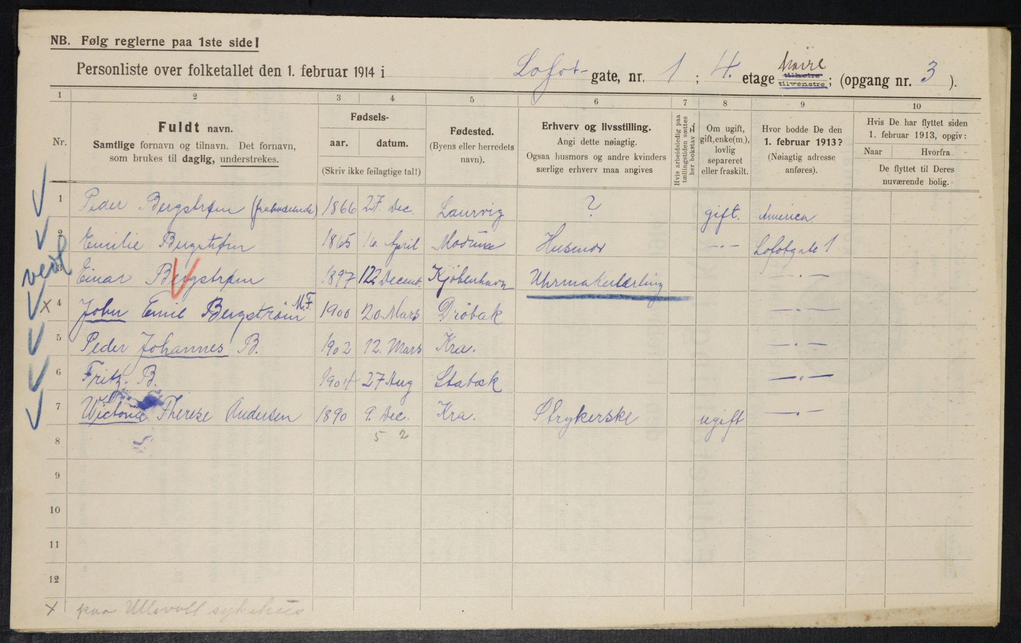 OBA, Kommunal folketelling 1.2.1914 for Kristiania, 1914, s. 58285