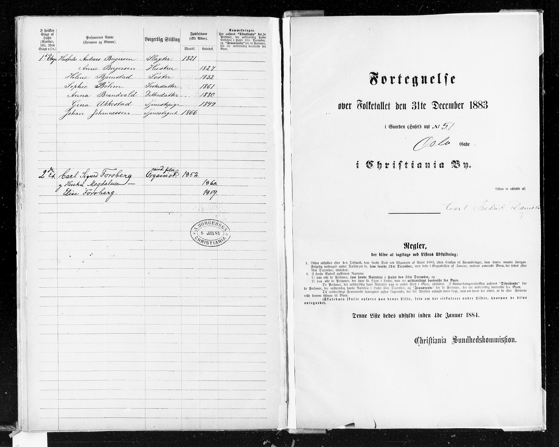 OBA, Kommunal folketelling 31.12.1883 for Kristiania kjøpstad, 1883, s. 3241