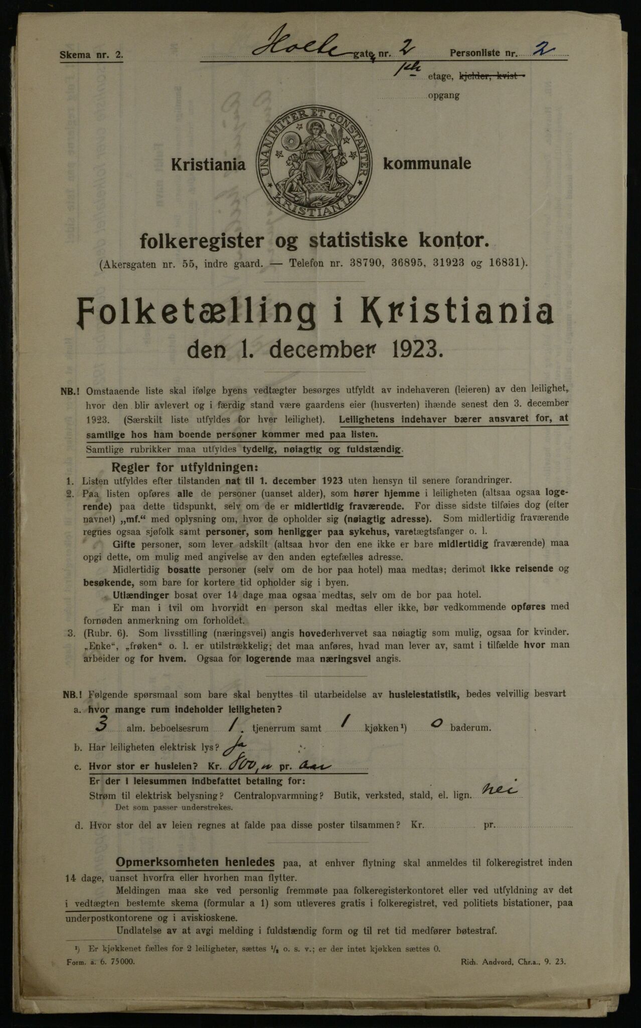 OBA, Kommunal folketelling 1.12.1923 for Kristiania, 1923, s. 45991