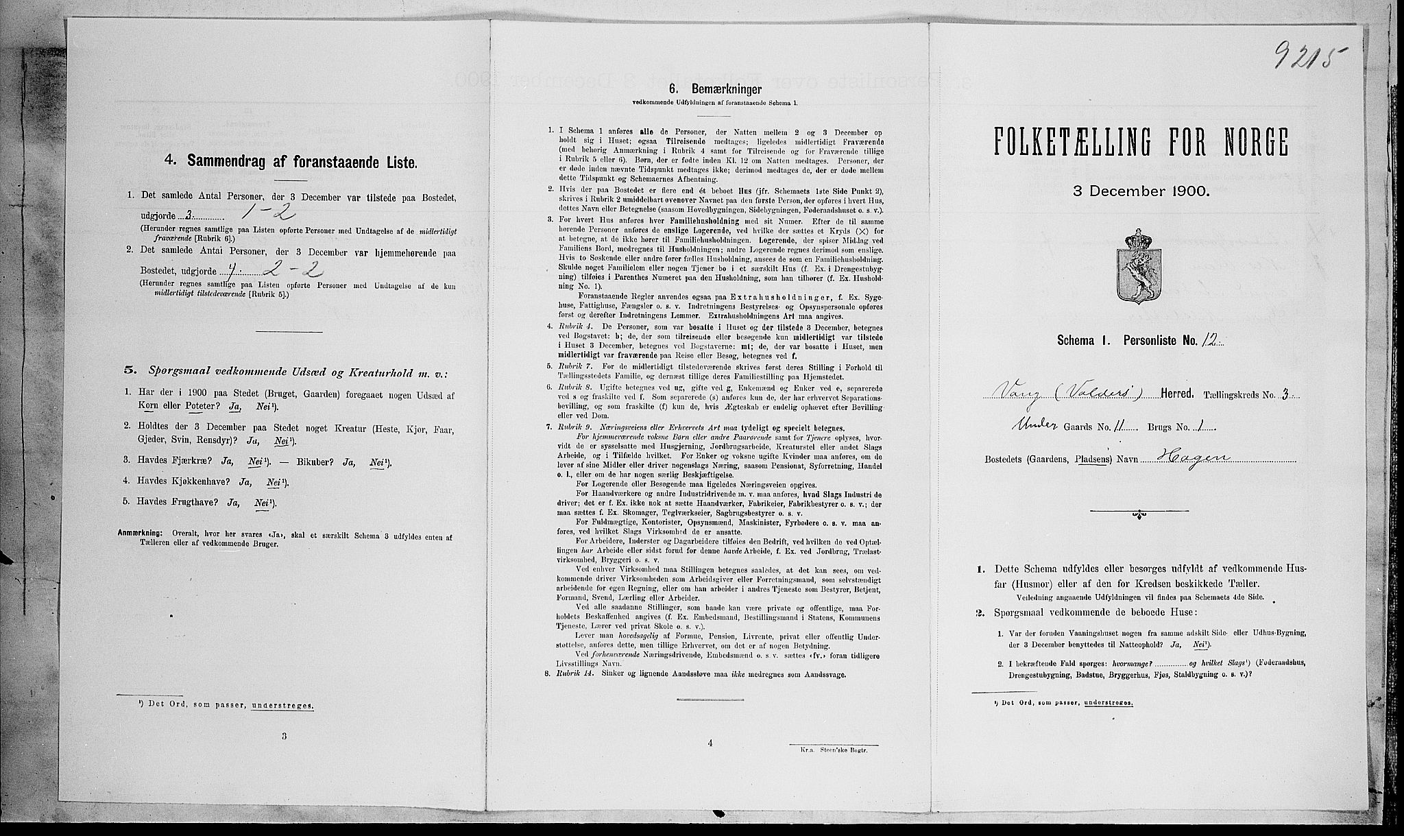 SAH, Folketelling 1900 for 0545 Vang herred, 1900, s. 154